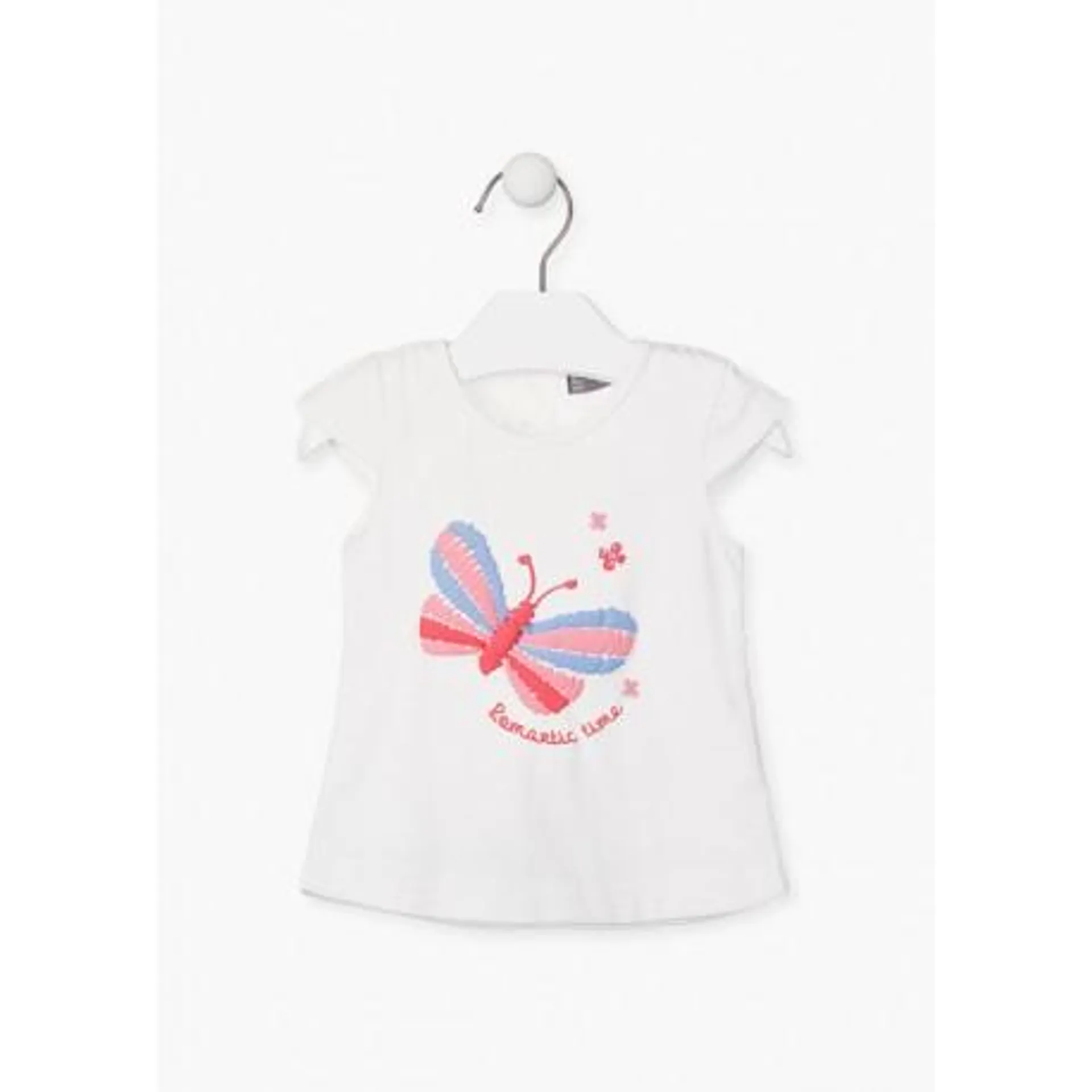 CAMISETA BLANCA CON MARIPOSA ESTAMPADAS NIÑA BABY LOSAN REF 018-1003AL