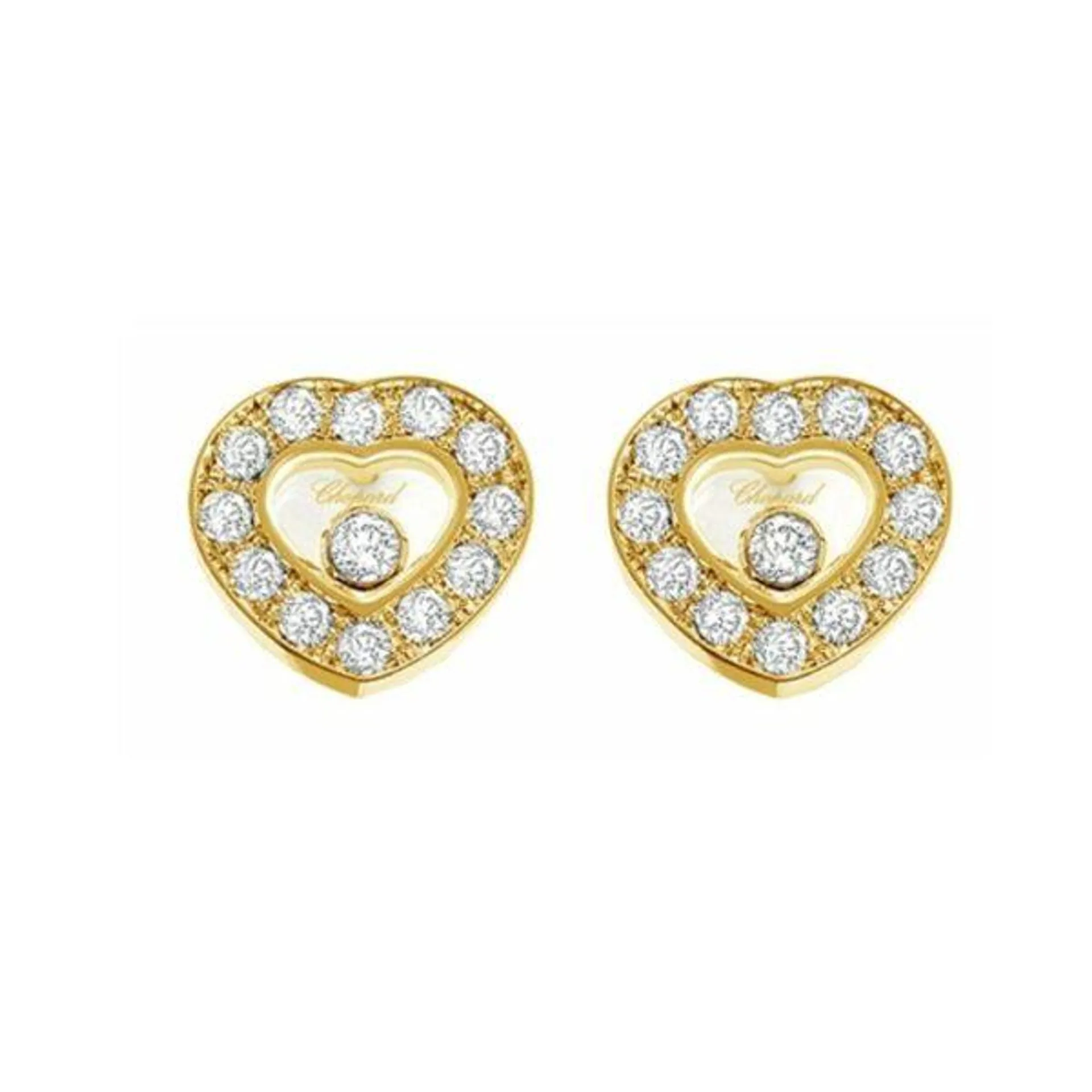 Aretes topos Chopard Miss Happy oro amarillo18K y diamantes