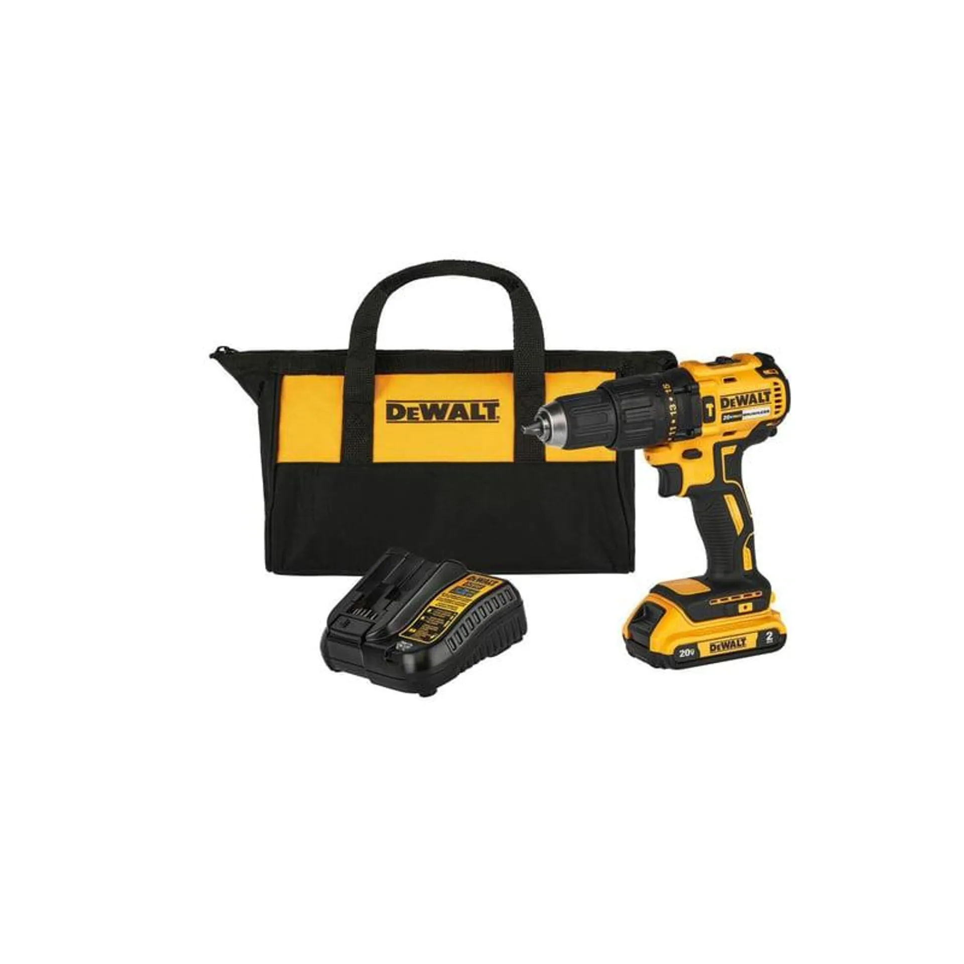 Kit Taladro Percutor 1/2-pulg 20V Max Brushless Con 1 Batería 2Ah, Cargador y Bolso Dewalt