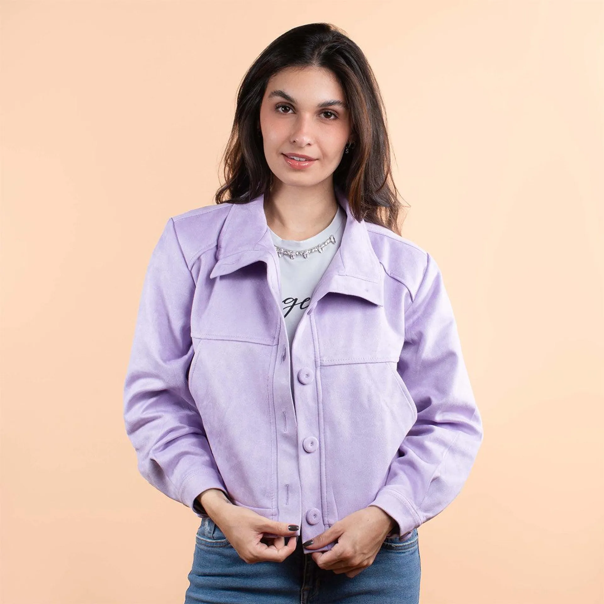 Chaqueta color lila con botones 104198