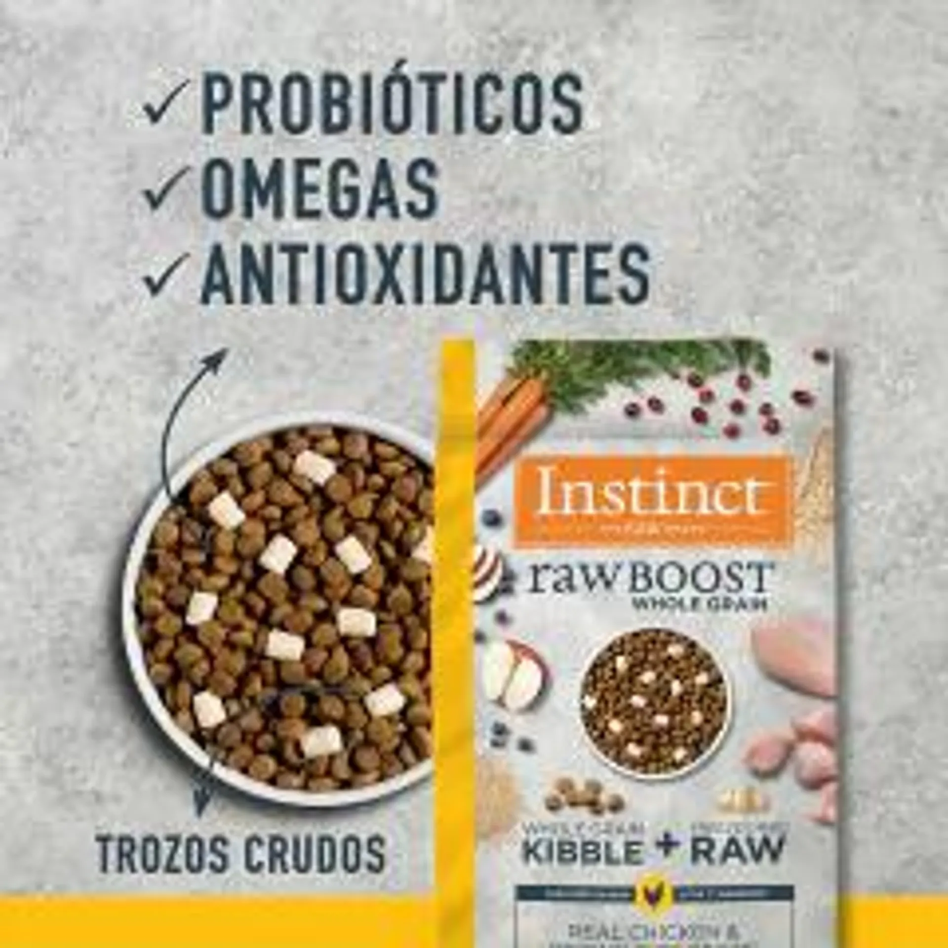 Instinct Raw Boost Pollo con Granos y Arroz Integral Para Perros