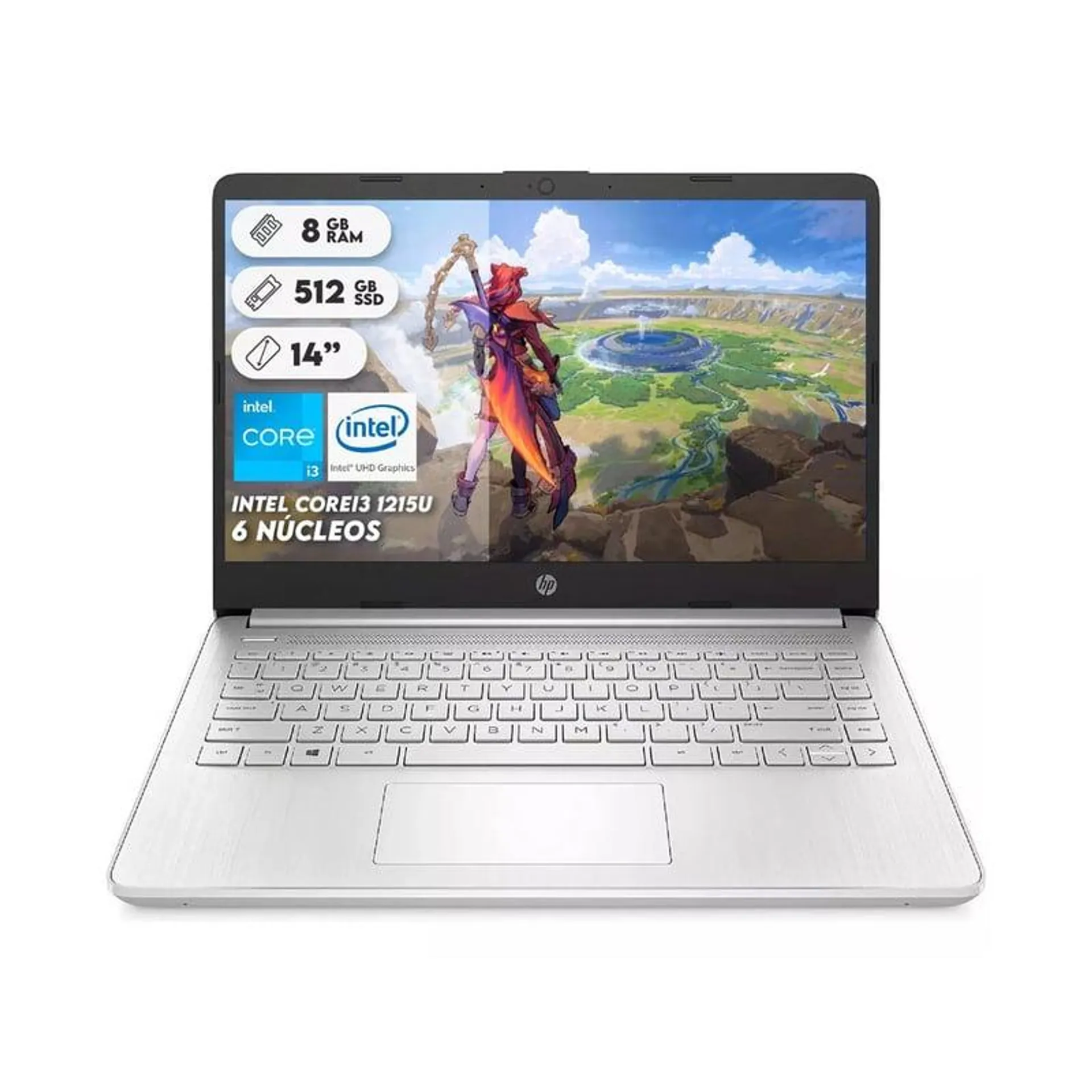 Portatil HP 14-DQ5012LA Intel Core I3 1215U SSD 512GB DDR4 8GB Pantalla 14 LED HD FreeDos Silver