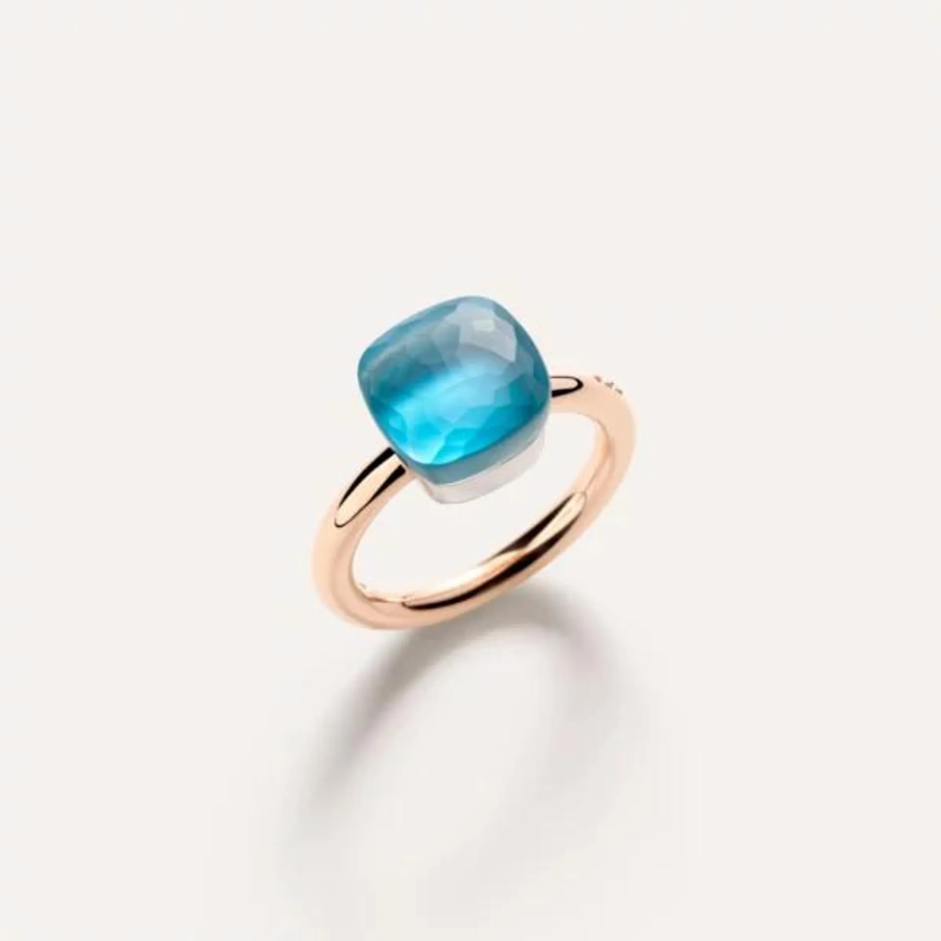 Anillo Pomellato Nudo Gelé Oro Rosa 18k, Topacio Sky Blue Gelé