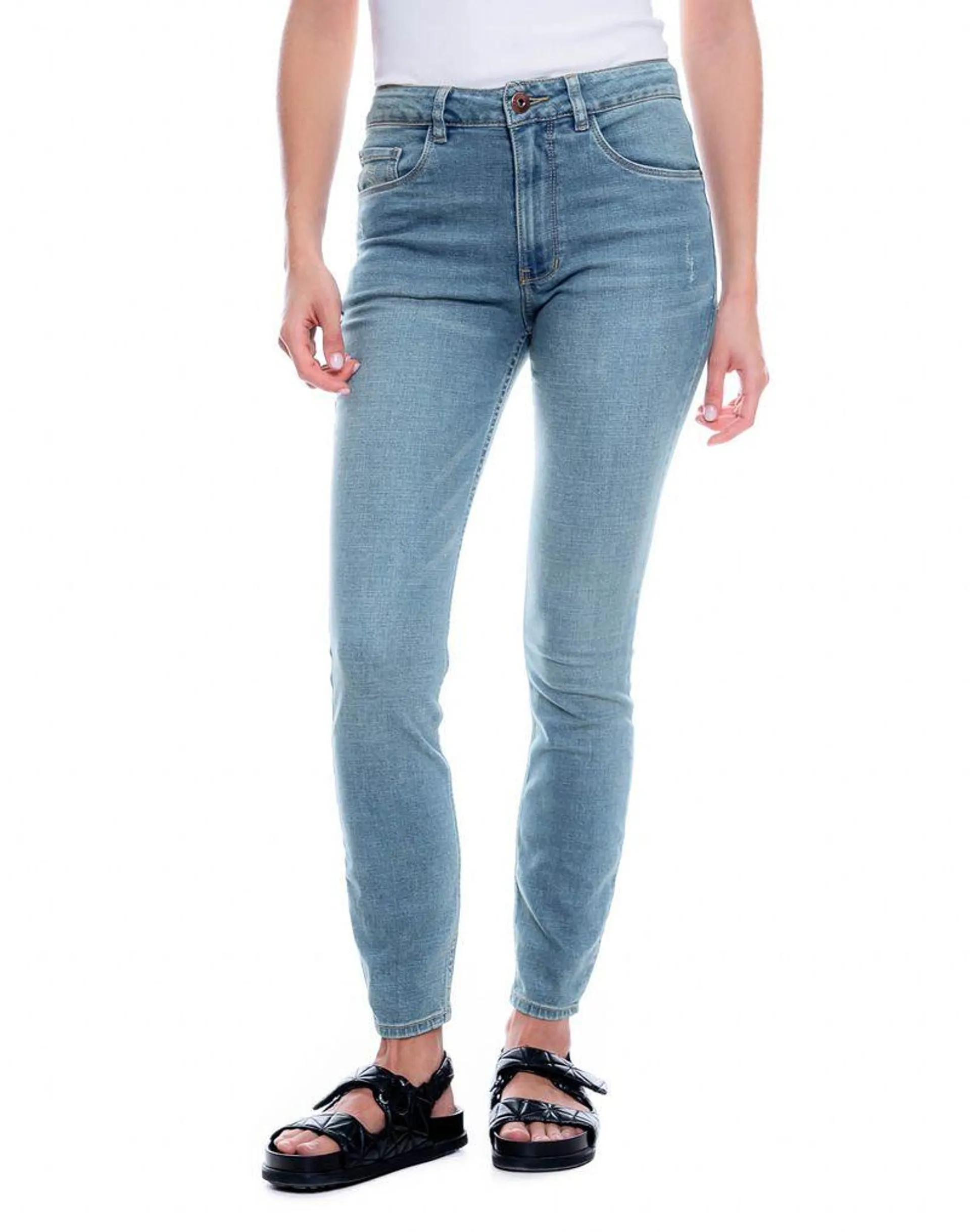 Medium Waist Skinny Jeans Tono Medio