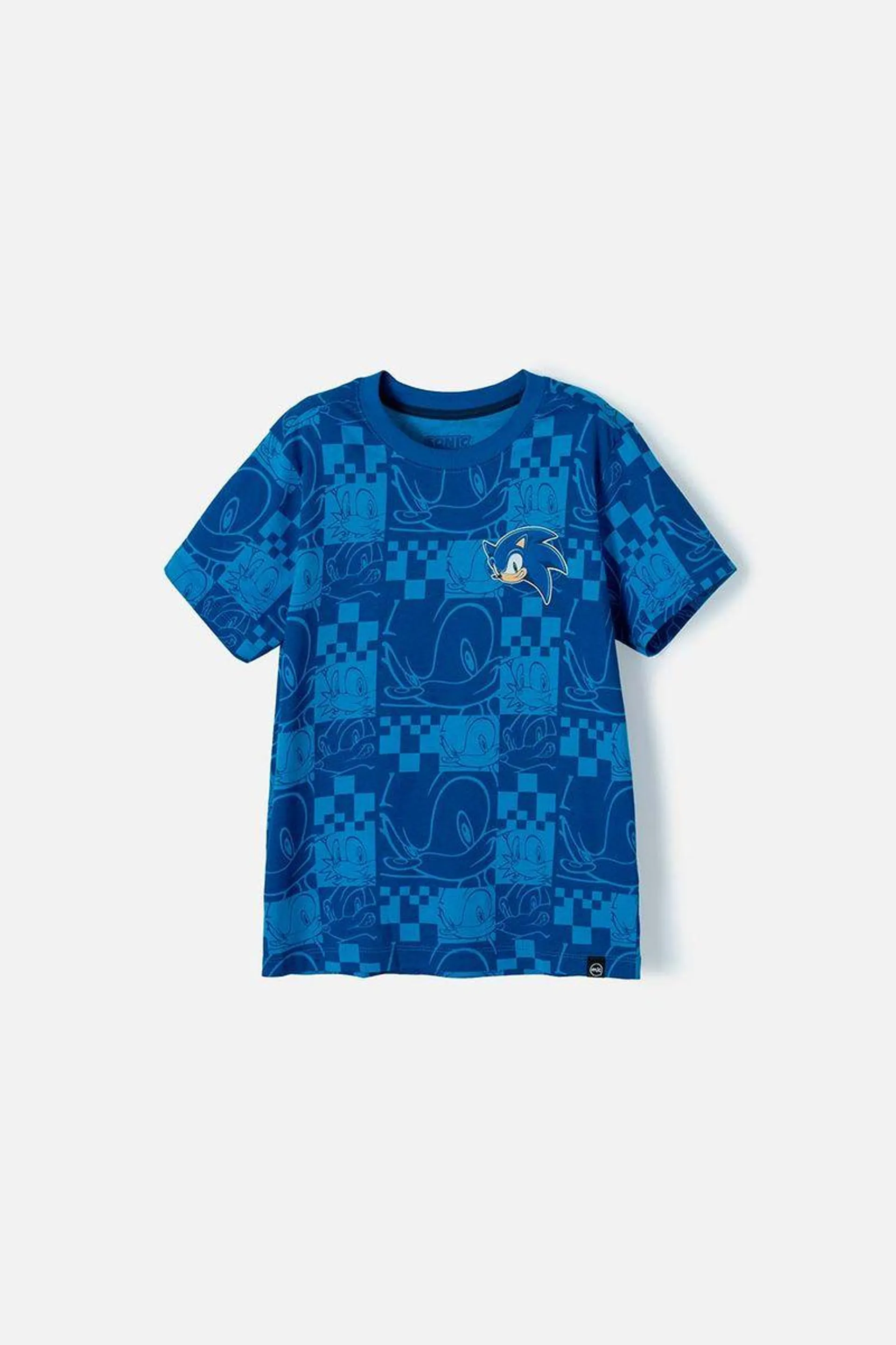 Camiseta de Sonic azul manga corta para niño