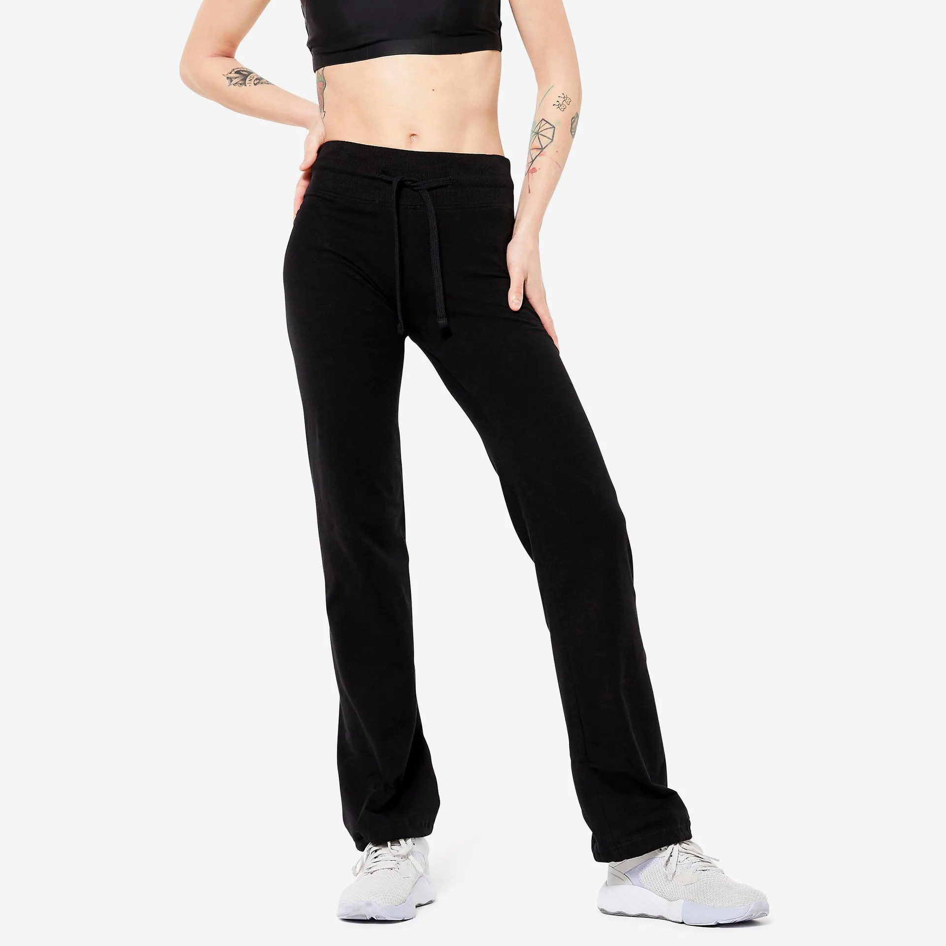 Leggings de fitness de corte recto para Mujer Domyos 500 negro