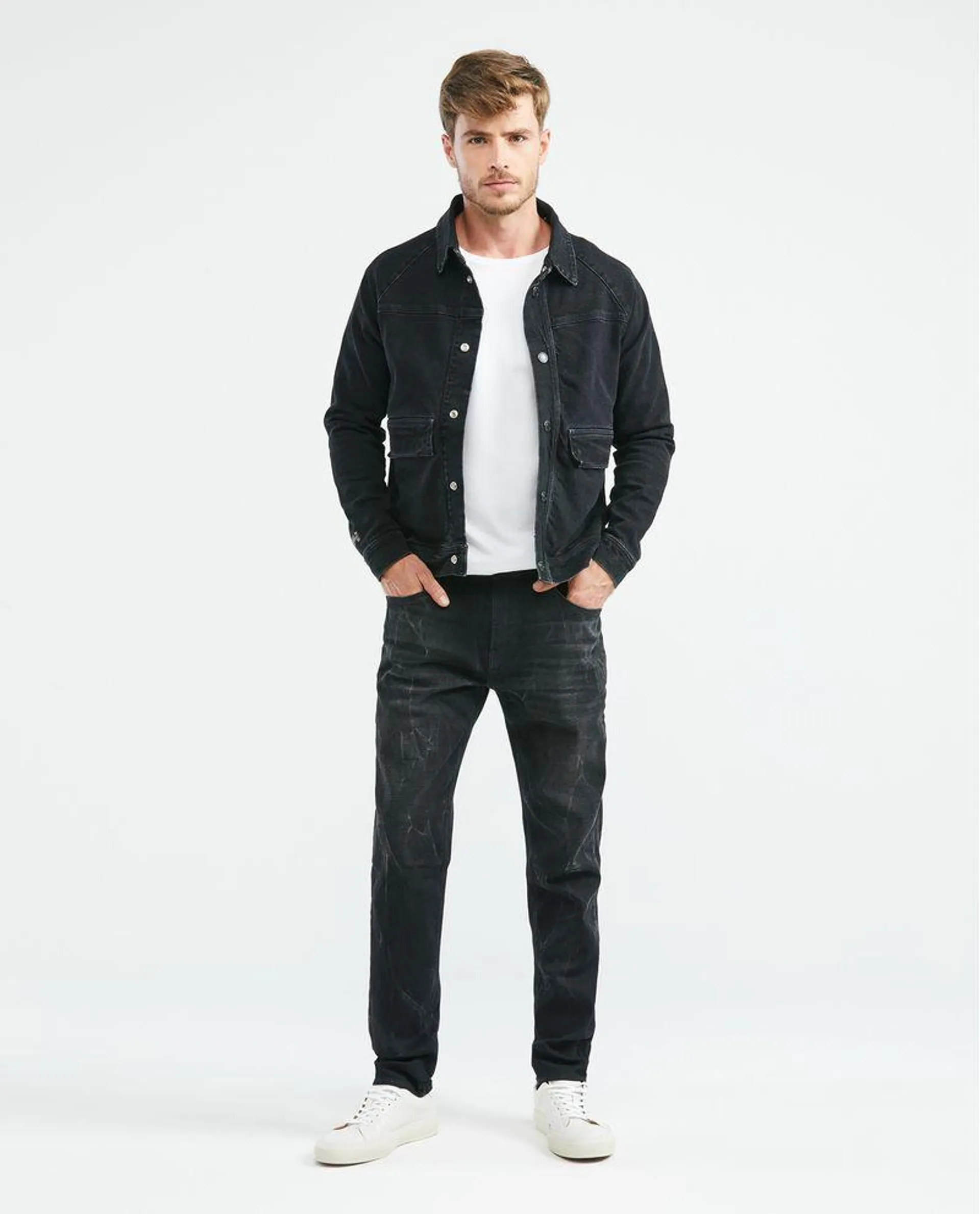 Jean de Hombre Straight Fit, Morrison, Bota Slim - Gris Oscuro