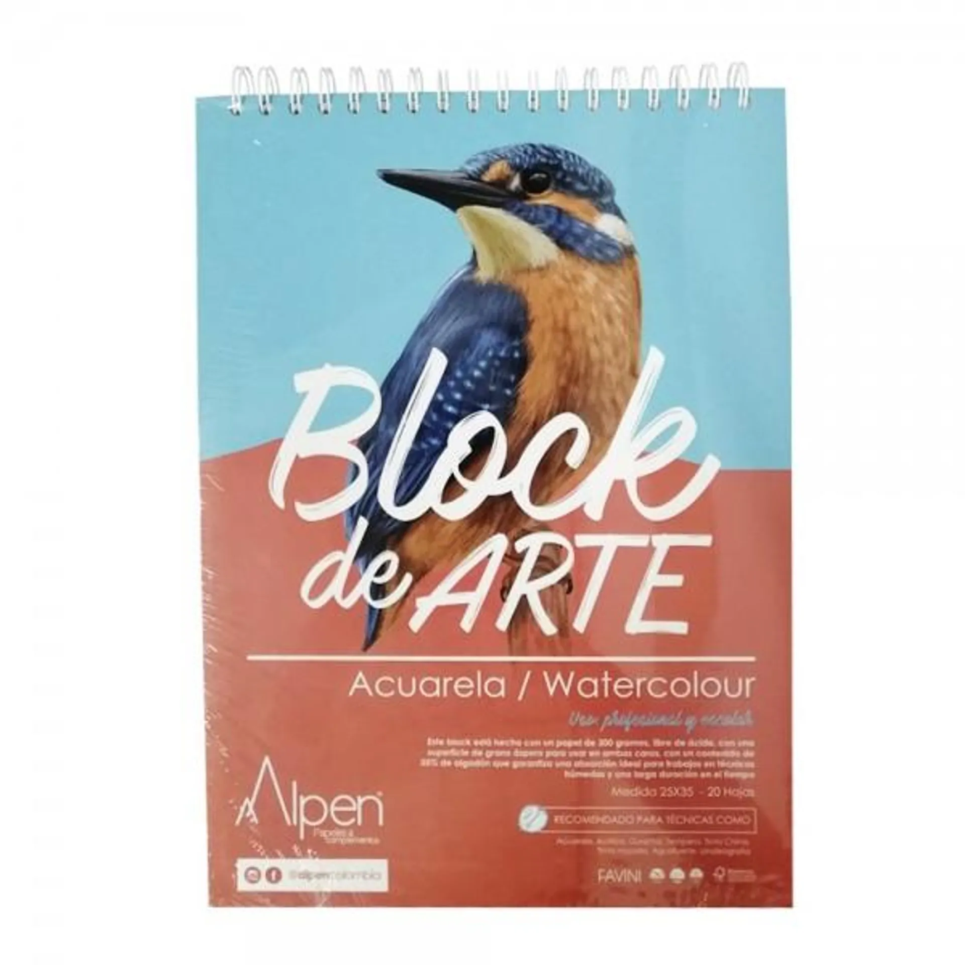 Block de Arte Alpen Papel Acuarela 25X35cm 300gr x20hjs