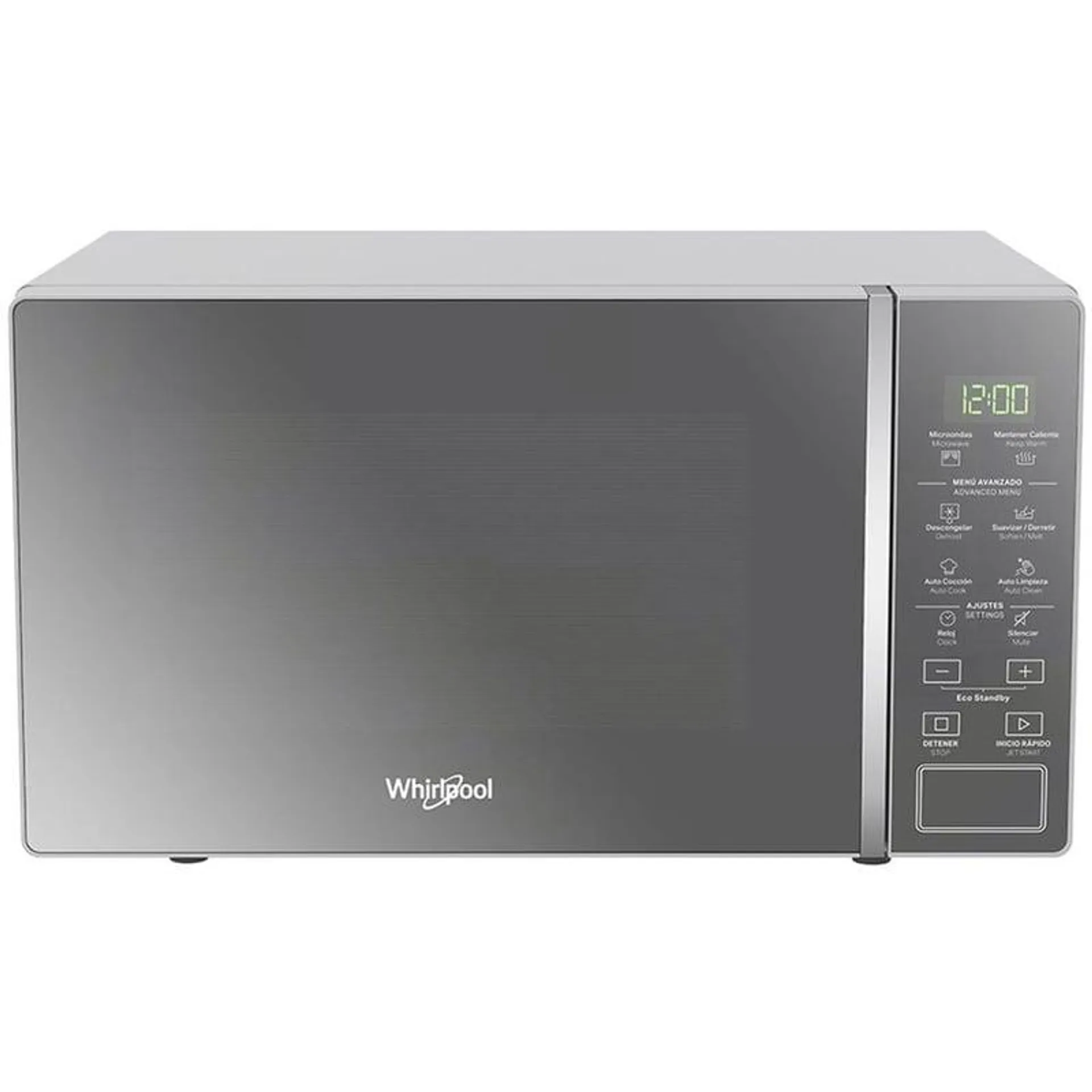 Microondas whirlpool 20lt silver acabado en espejo