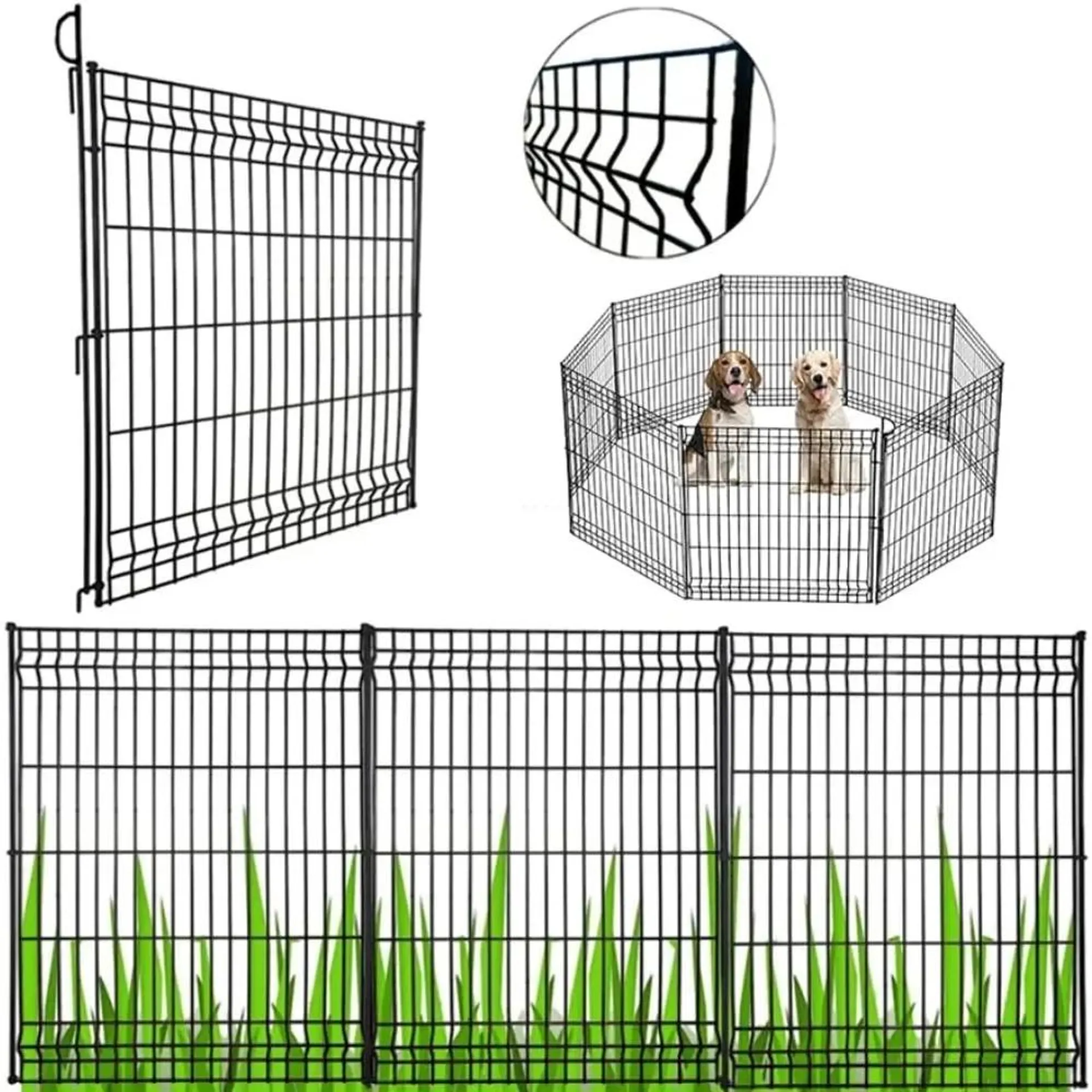 Fence Decorative Garden Fence Fast Installation Multi-Purpose Metal Pet Fence Kit Outdoor Free Shipping Decorations Buildings