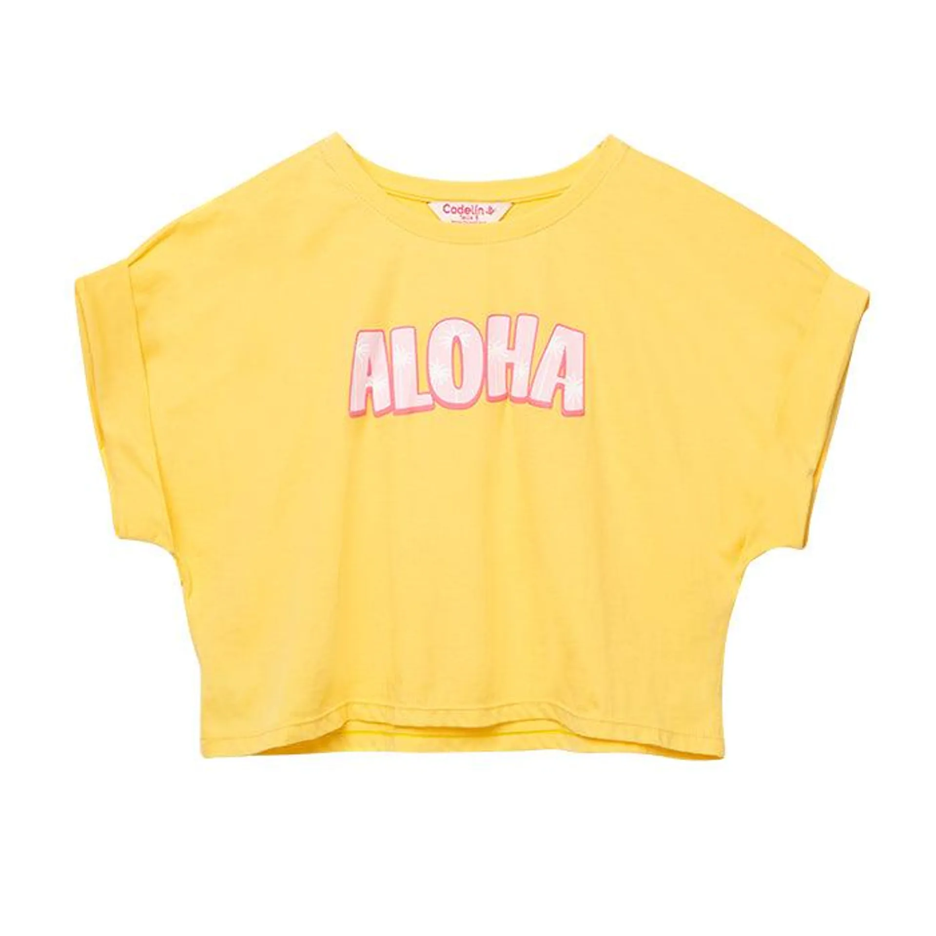 Camiseta manga corta Elena amarillo claro para niña