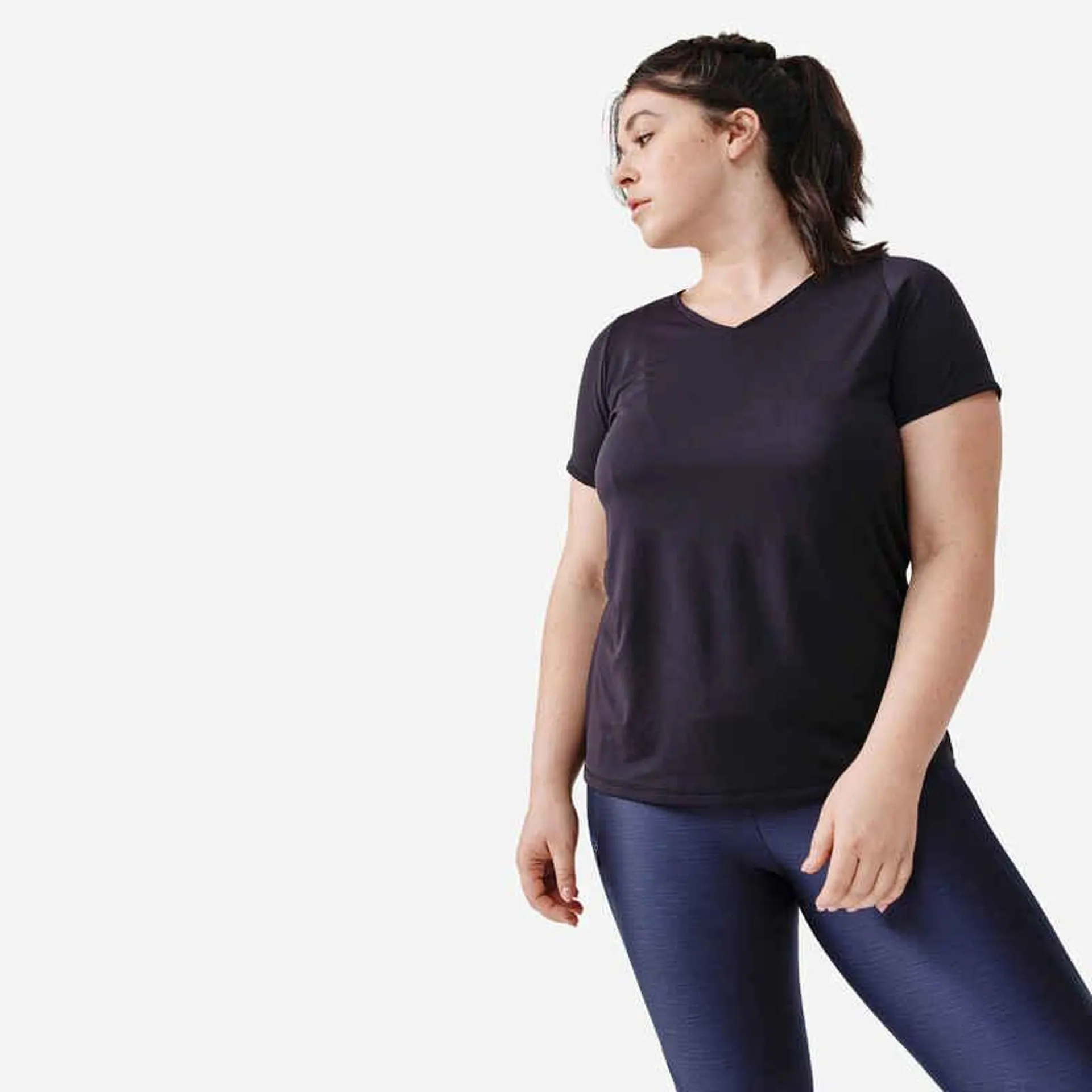 Camiseta running transpirable mujer - Dry negro