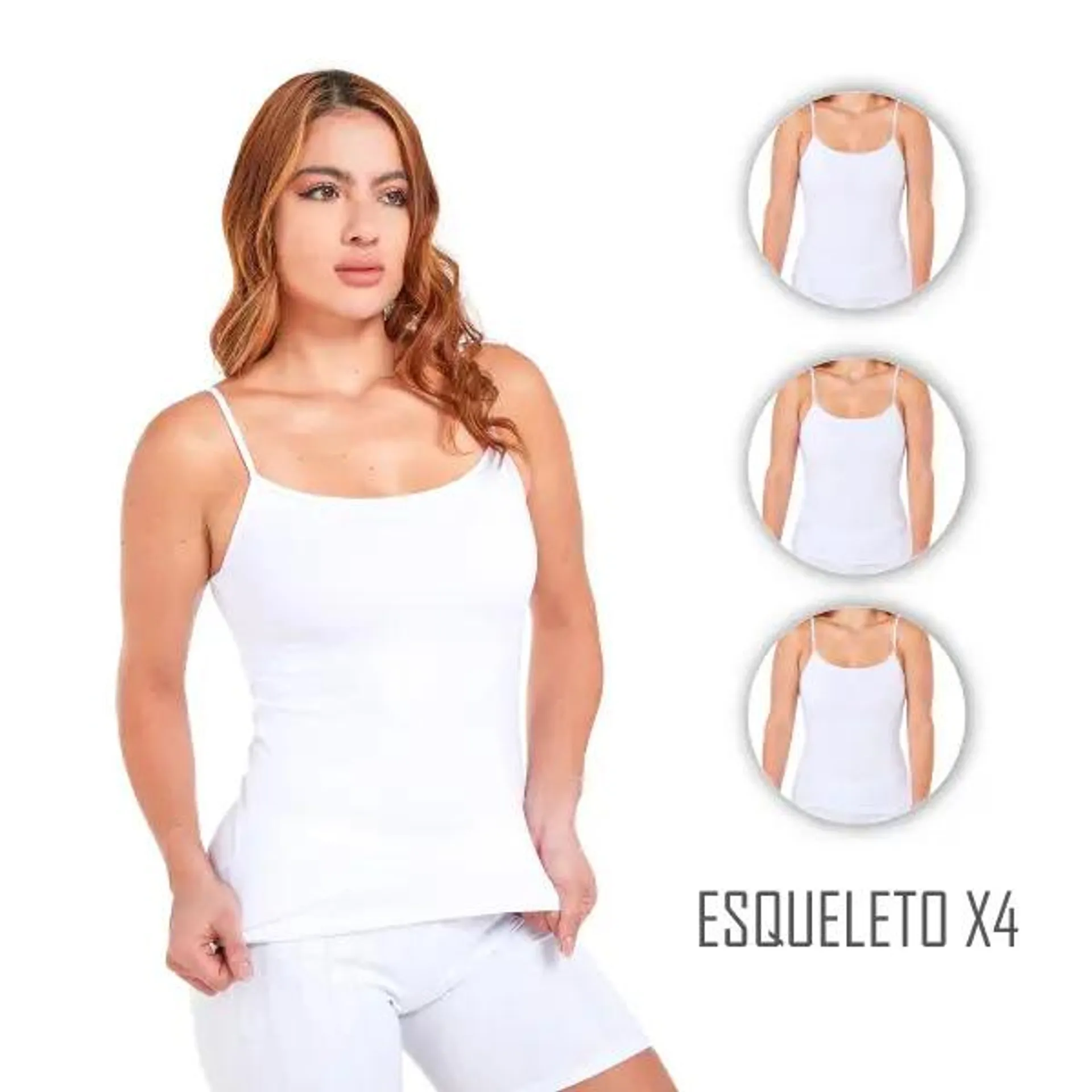 Combo X4 Camiseta Esqueleto Mujer Tiras