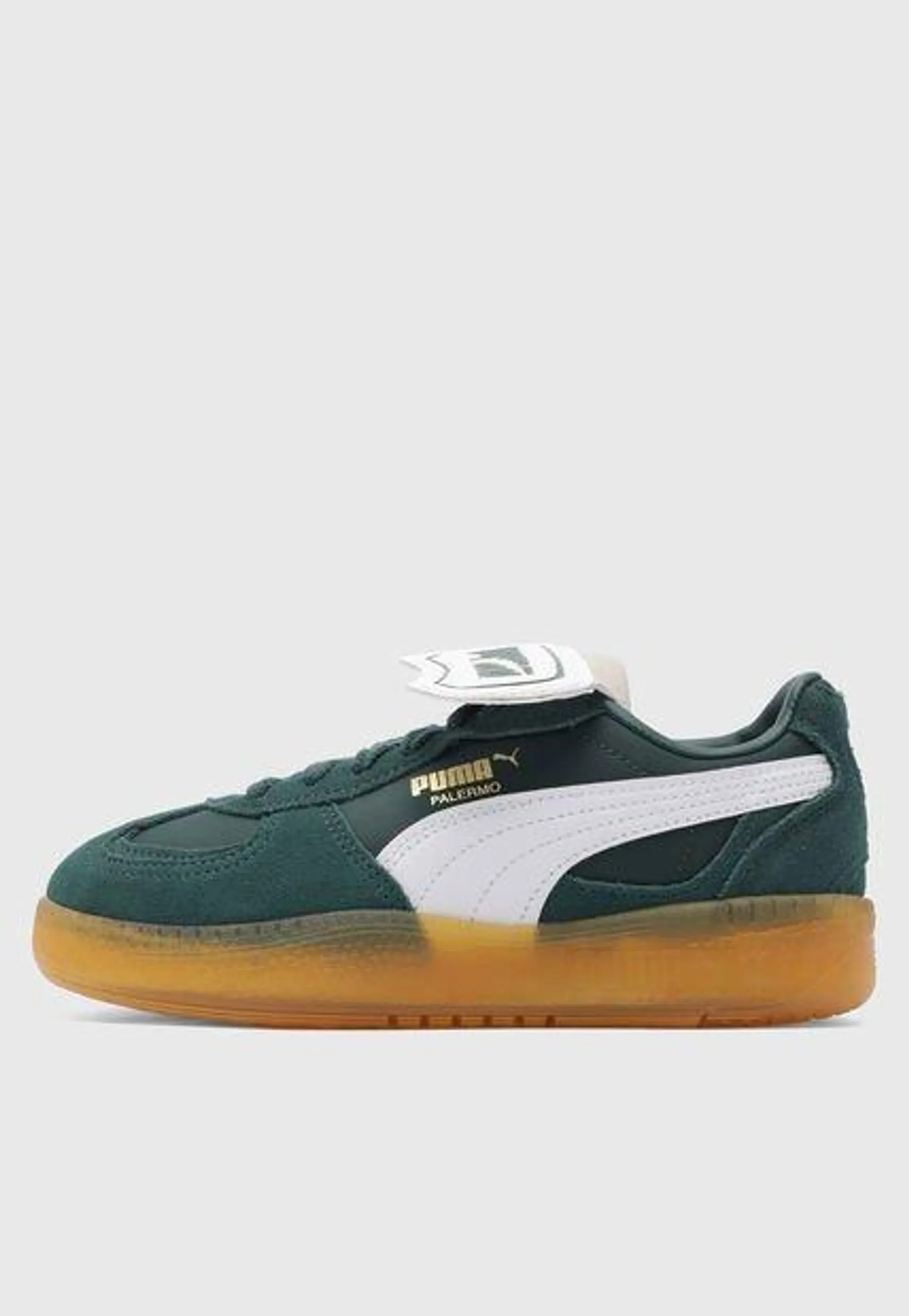 Tenis Lifestyle Verde Jade-Blanco-Miel PUMA Palermo Moda Tongue