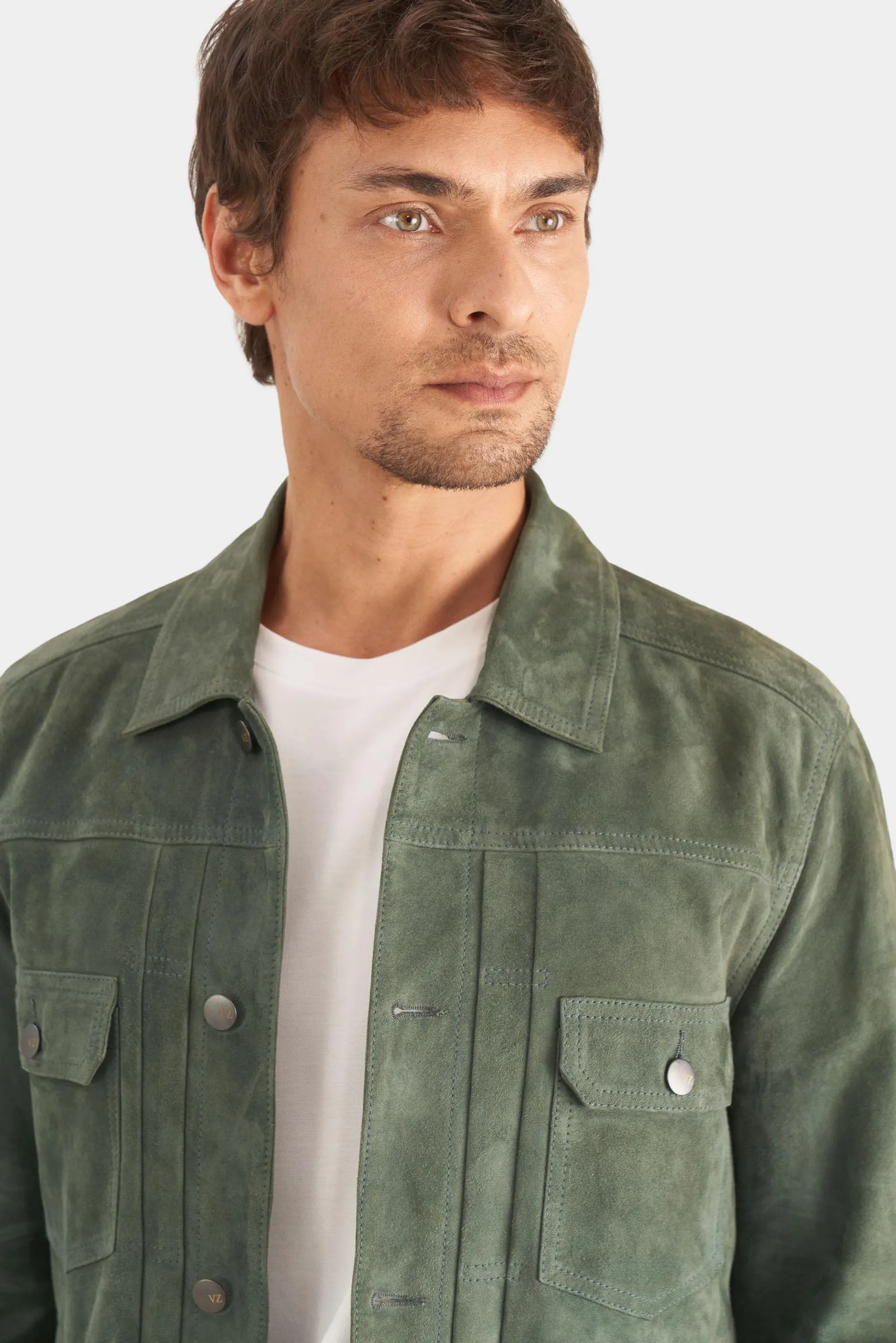 Chaqueta zambeze de gamuza para hombre cuello camisero