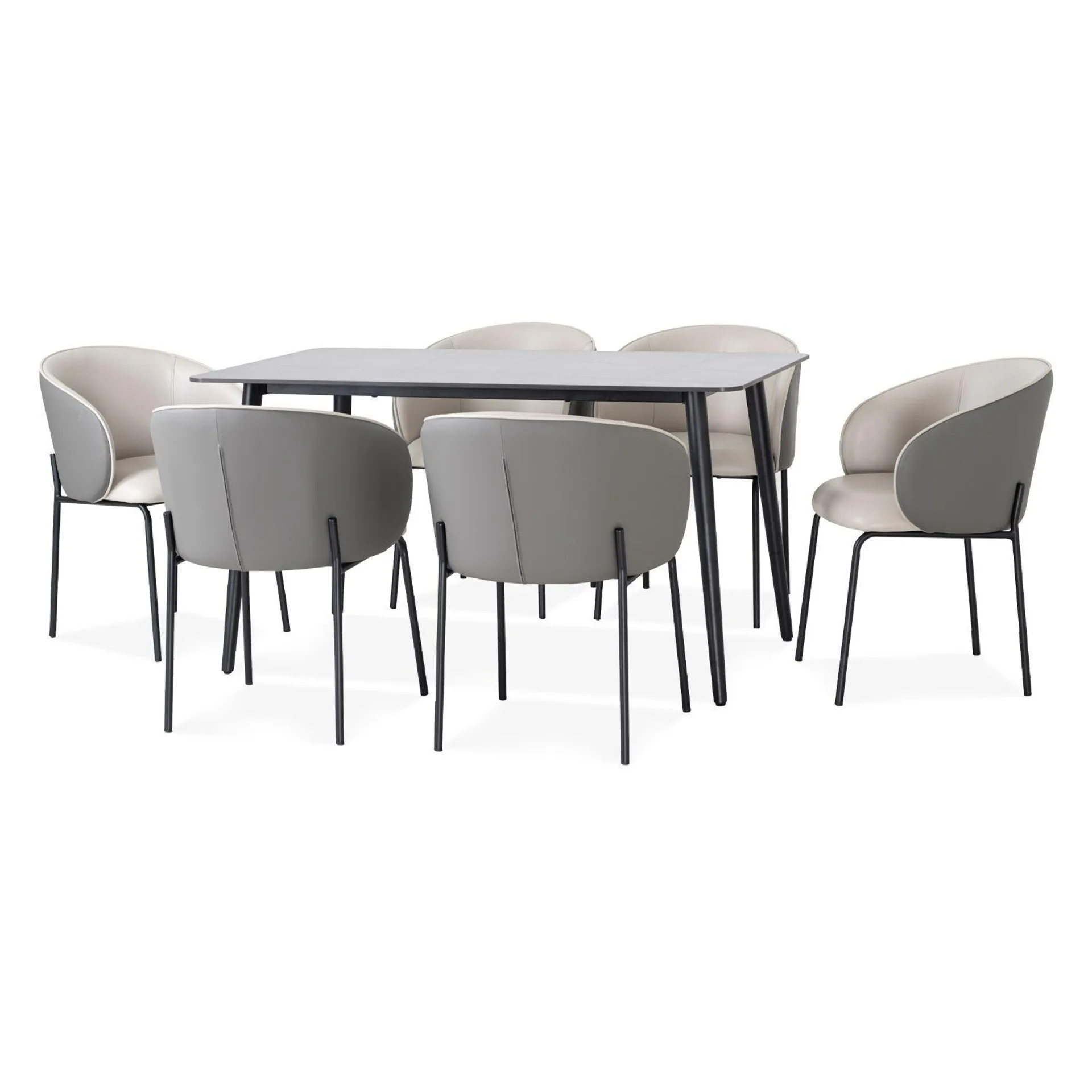 Comedor 6 Puestos Thiara Suede Gris