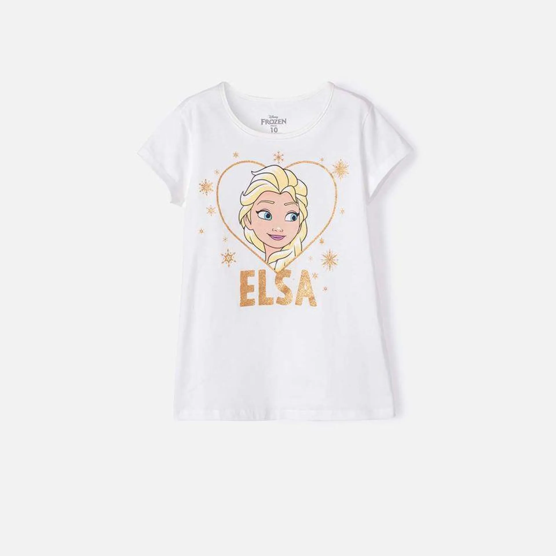 Camiseta de Frozen marfil manga corta para niña