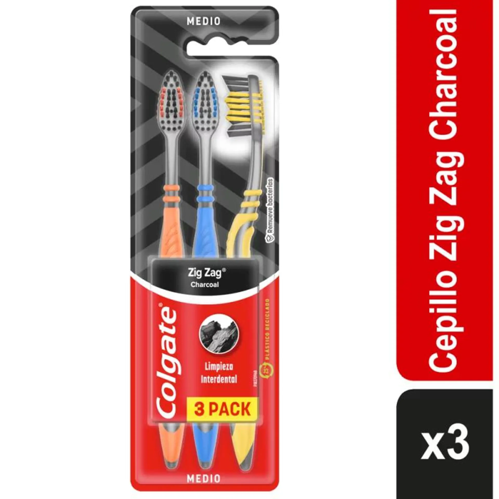 Cepillo Dental Colgate Zig Zag Charcoal x3und