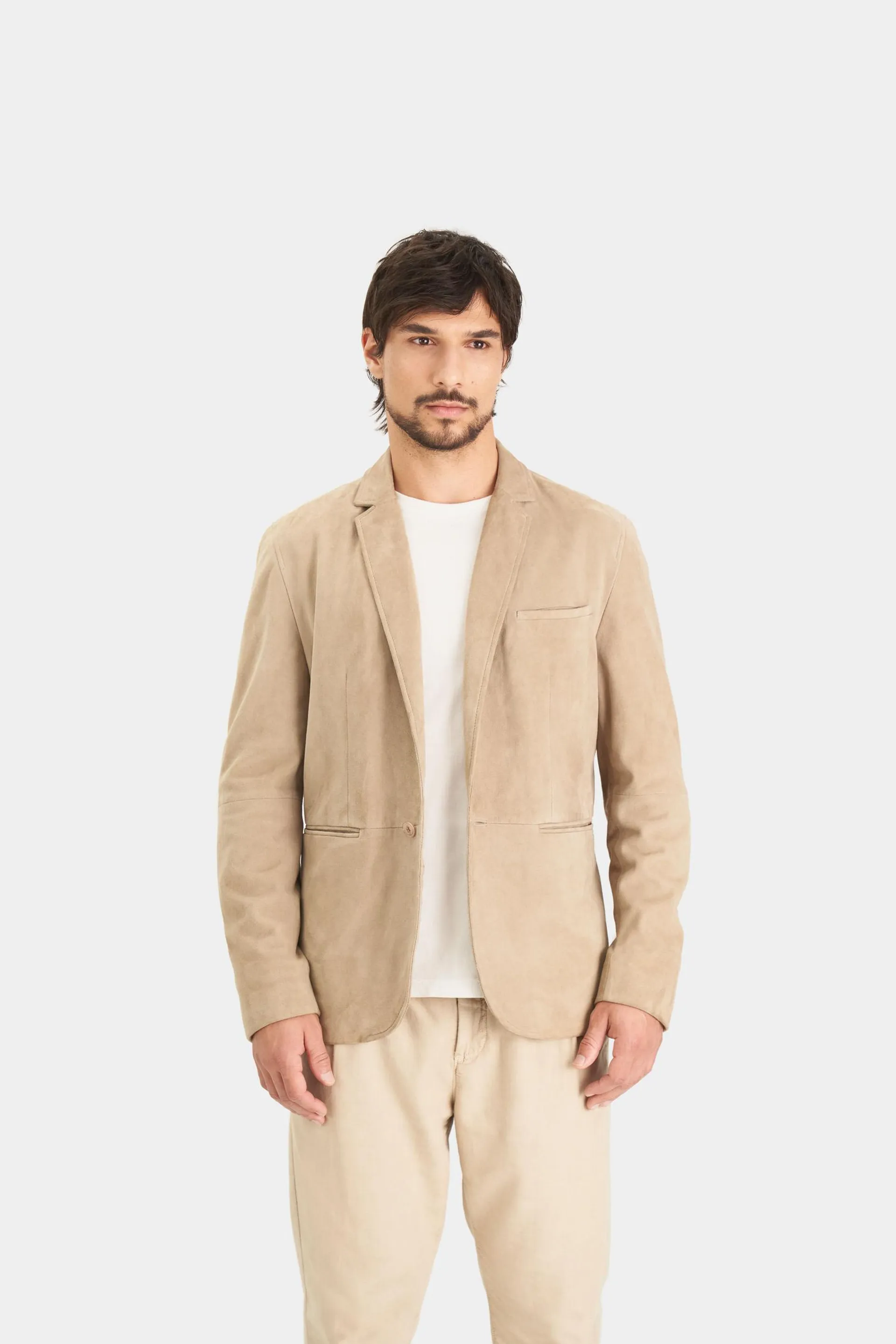 Blazer niger de gamuza para hombre fit semi ajustado