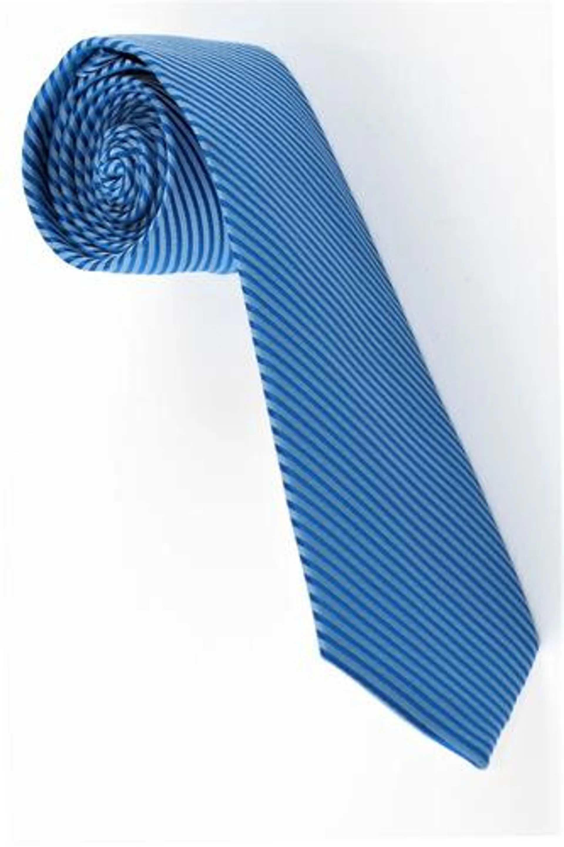 Corbata Semipitillo En Poliester Color Azul Textura Diagonal