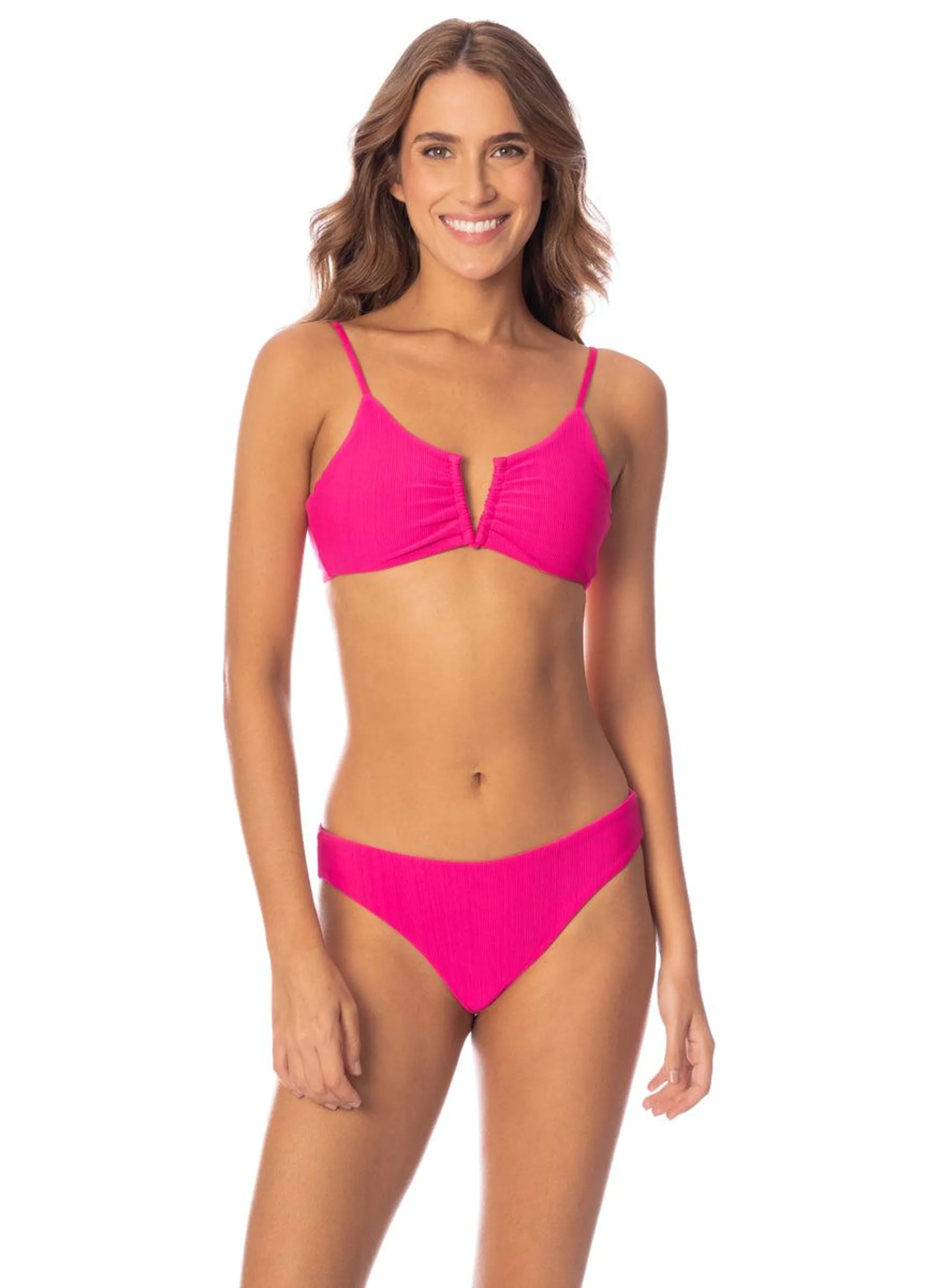 Hot Magenta Adhara V Wire Bralette Bikini Top