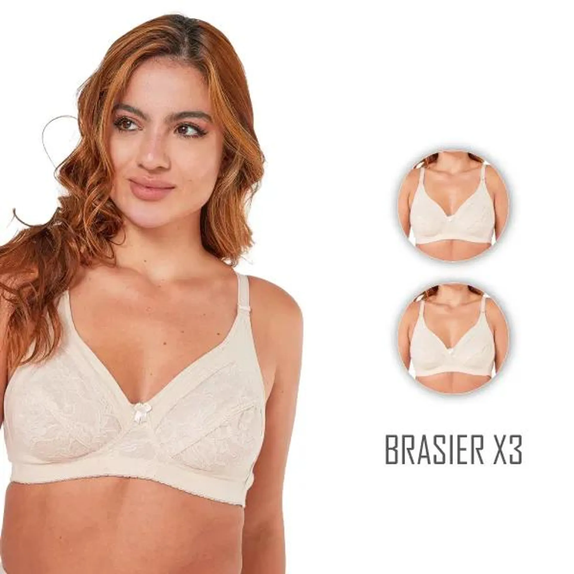 Combo X3 Brasier Clásico Encaje Mujer