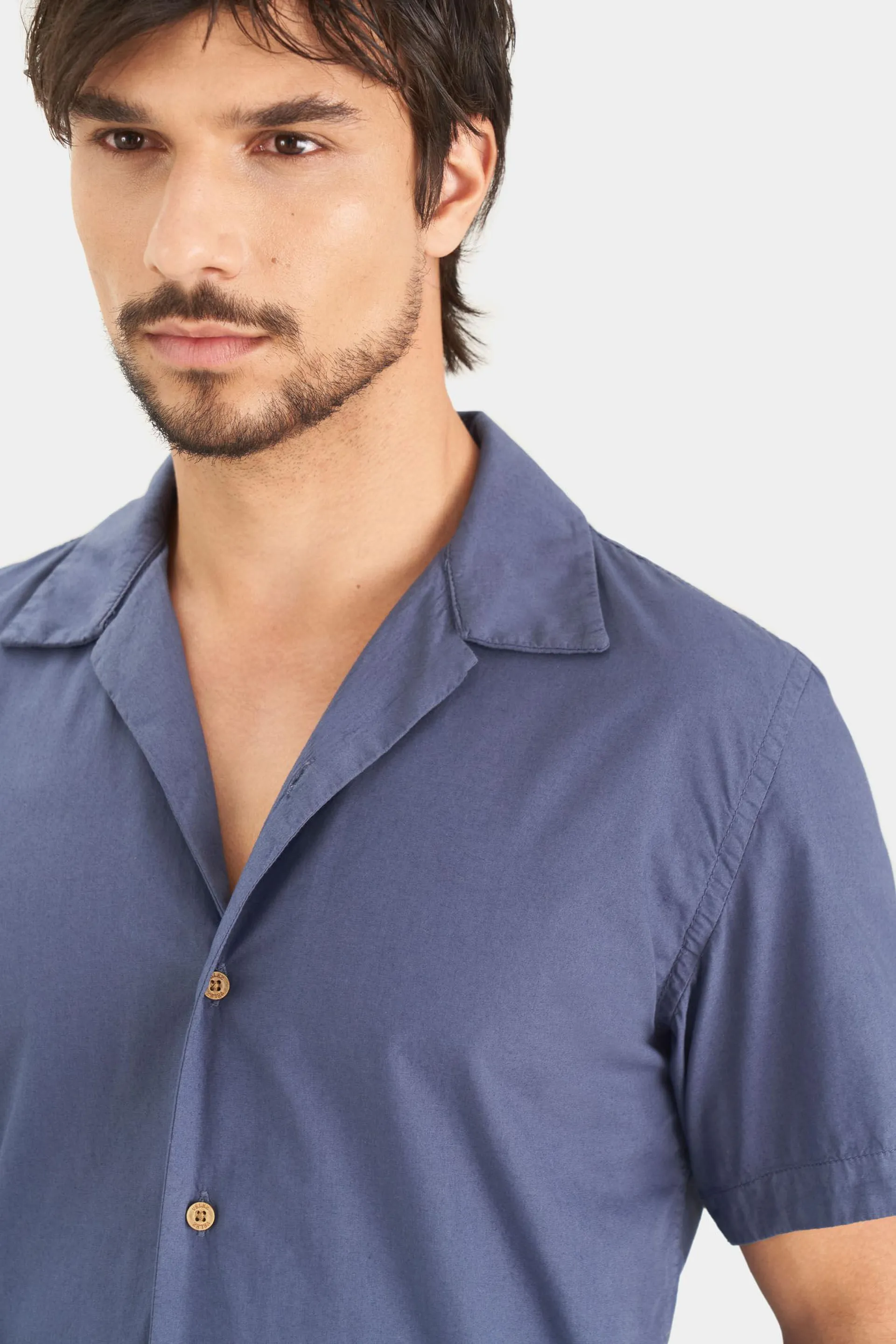 Camisa manga corta boreal para hombre en popelina de algodón