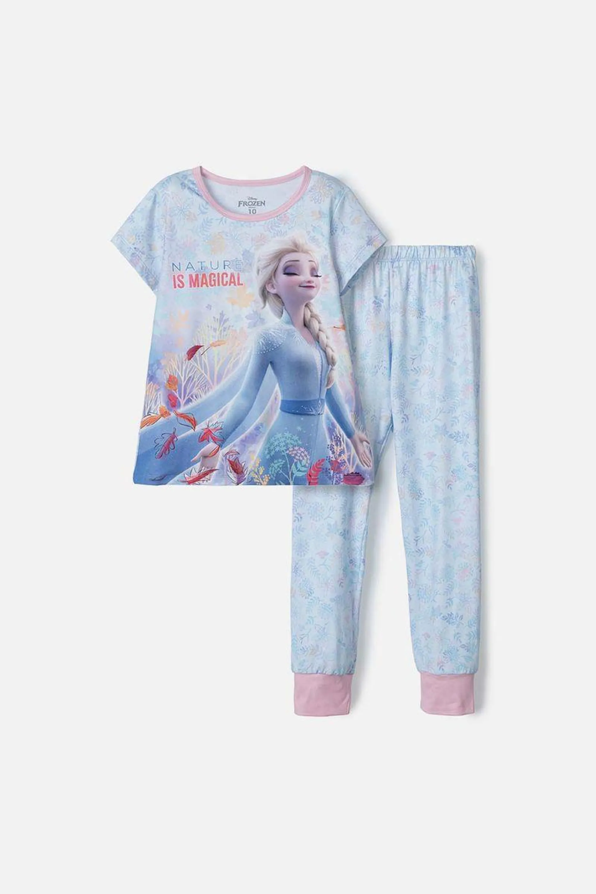 Pijama Frozen De Pantalón Azul y Rosado Para Niña