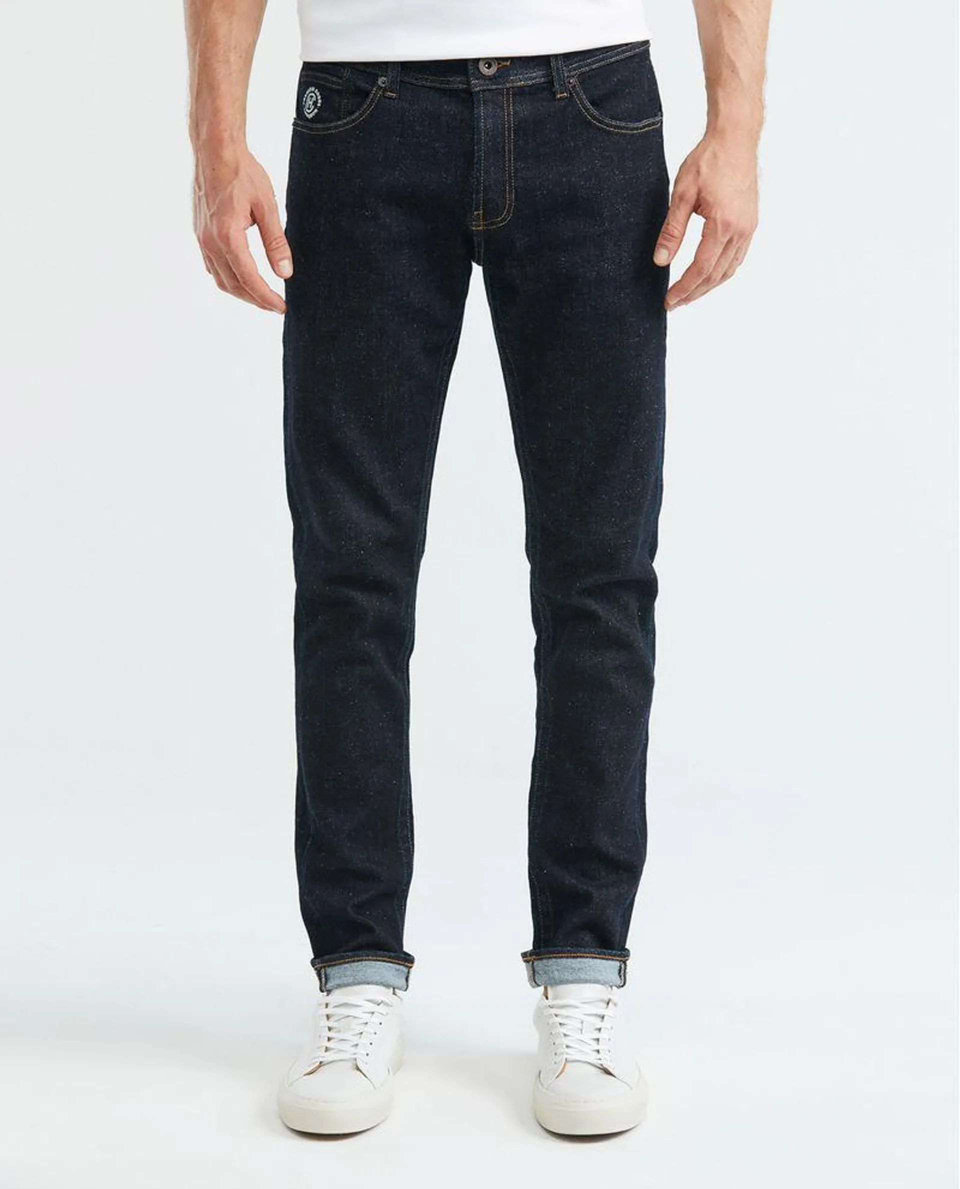 Jean de Hombre Slim Fit, Famous, Bota Slim - Azul Ultra Oscuro Premium Denim