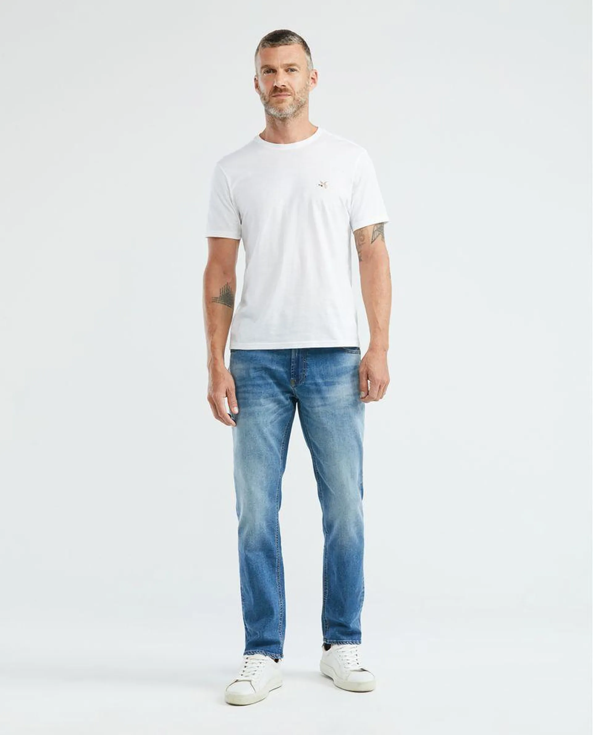 Jean de Hombre Straight Fit, Morrison, Bota Slim - Azul Medio