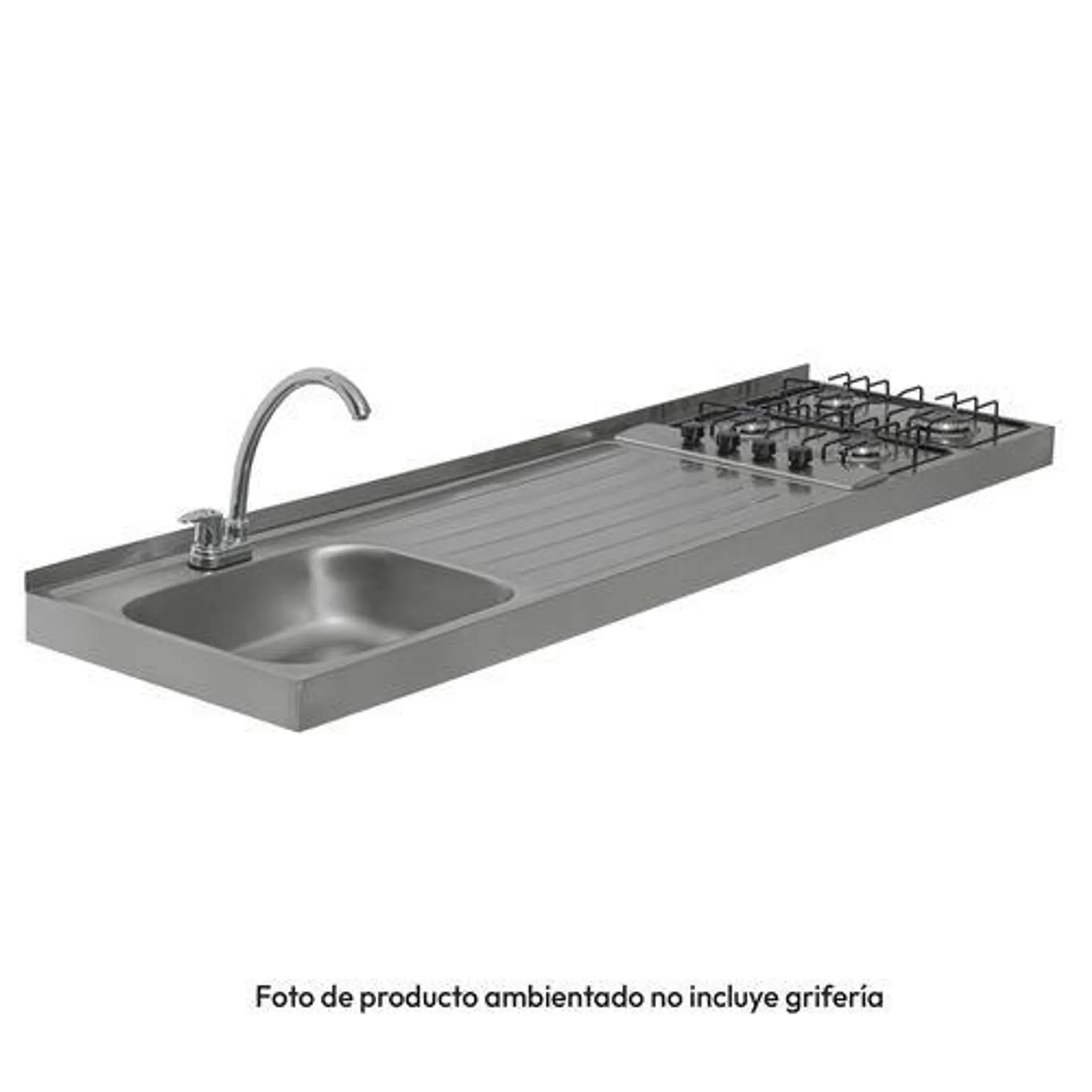 Mesón en acero inoxidable Challenger lavaplatos izquierda de 180 cm - MI 1184 EI C