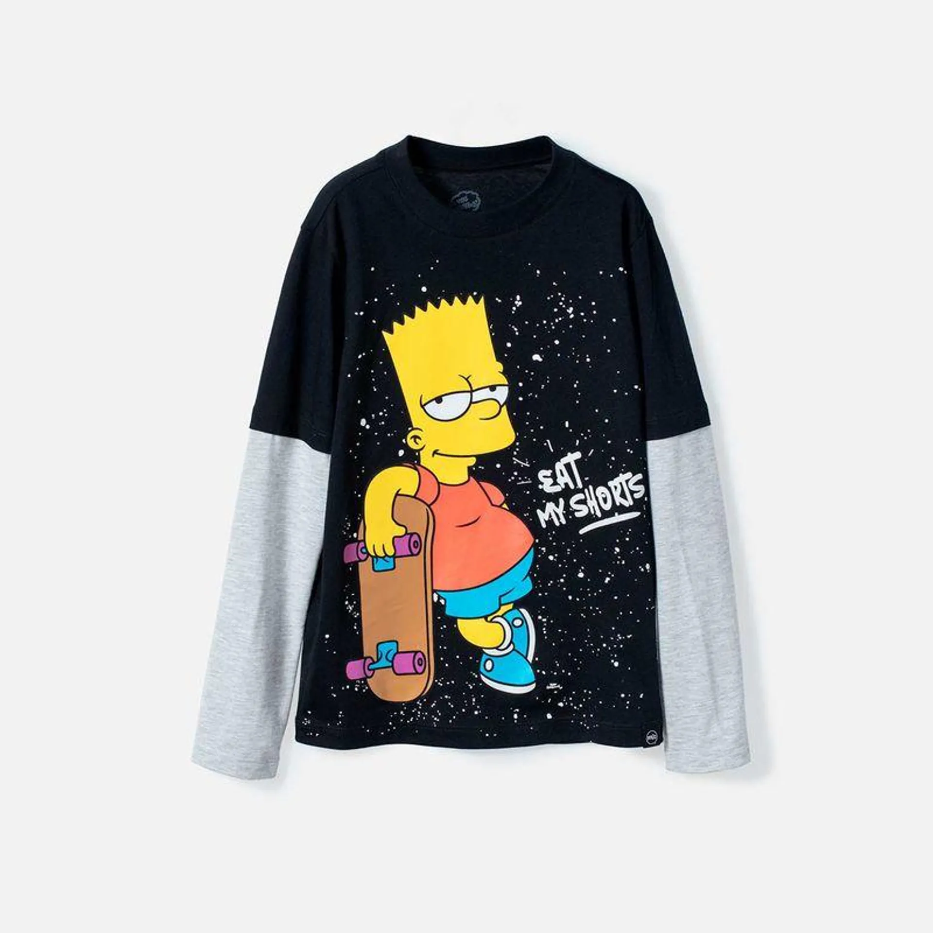 Camiseta de Los Simpson negra y gris manga larga para niño