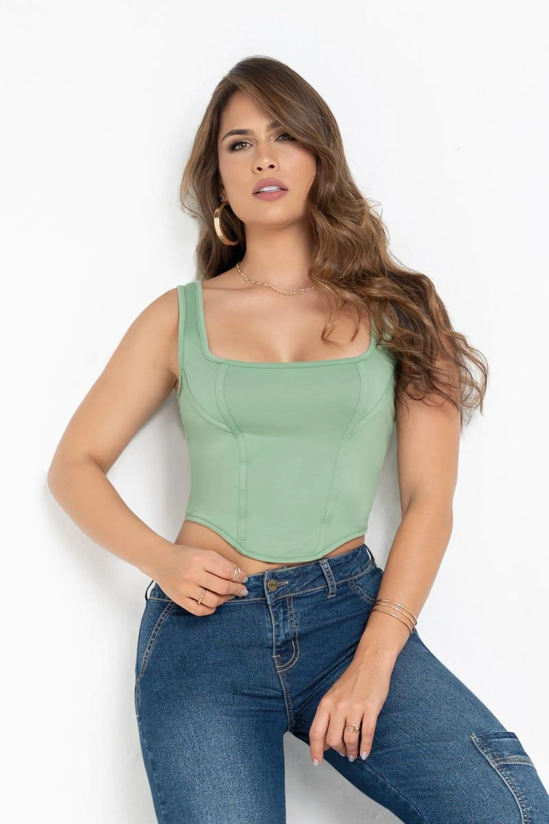 CROP TOP MANGA SISA Verde