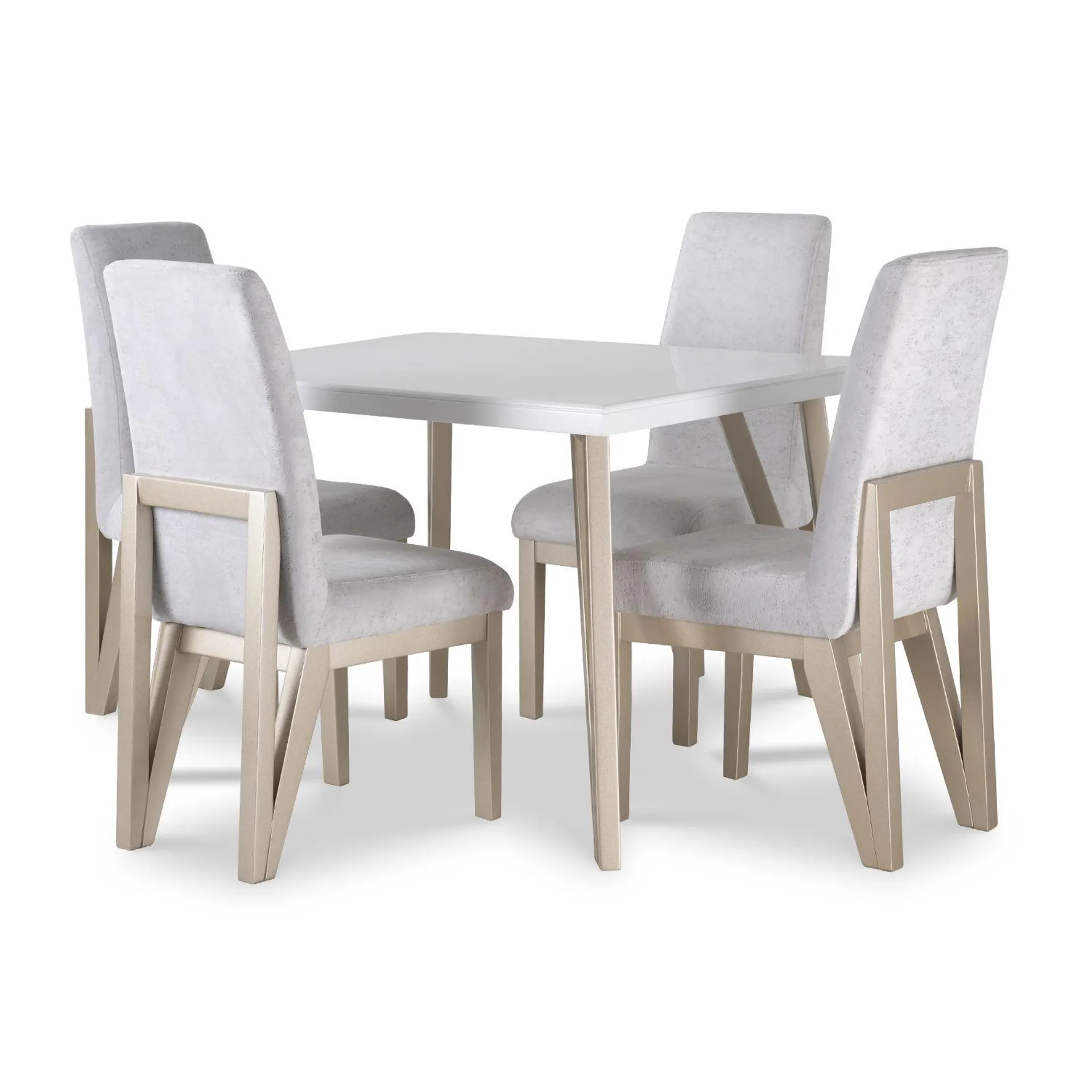 Comedor 4 Puestos Dublin Velvet Idilio Beige, Champaña