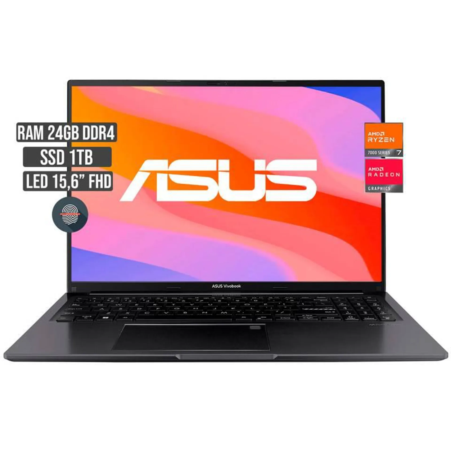 PORTATIL ASUS AMD RYZEN 7-7730U SSD 1TB RAM 24GB LED 15,6 FHD