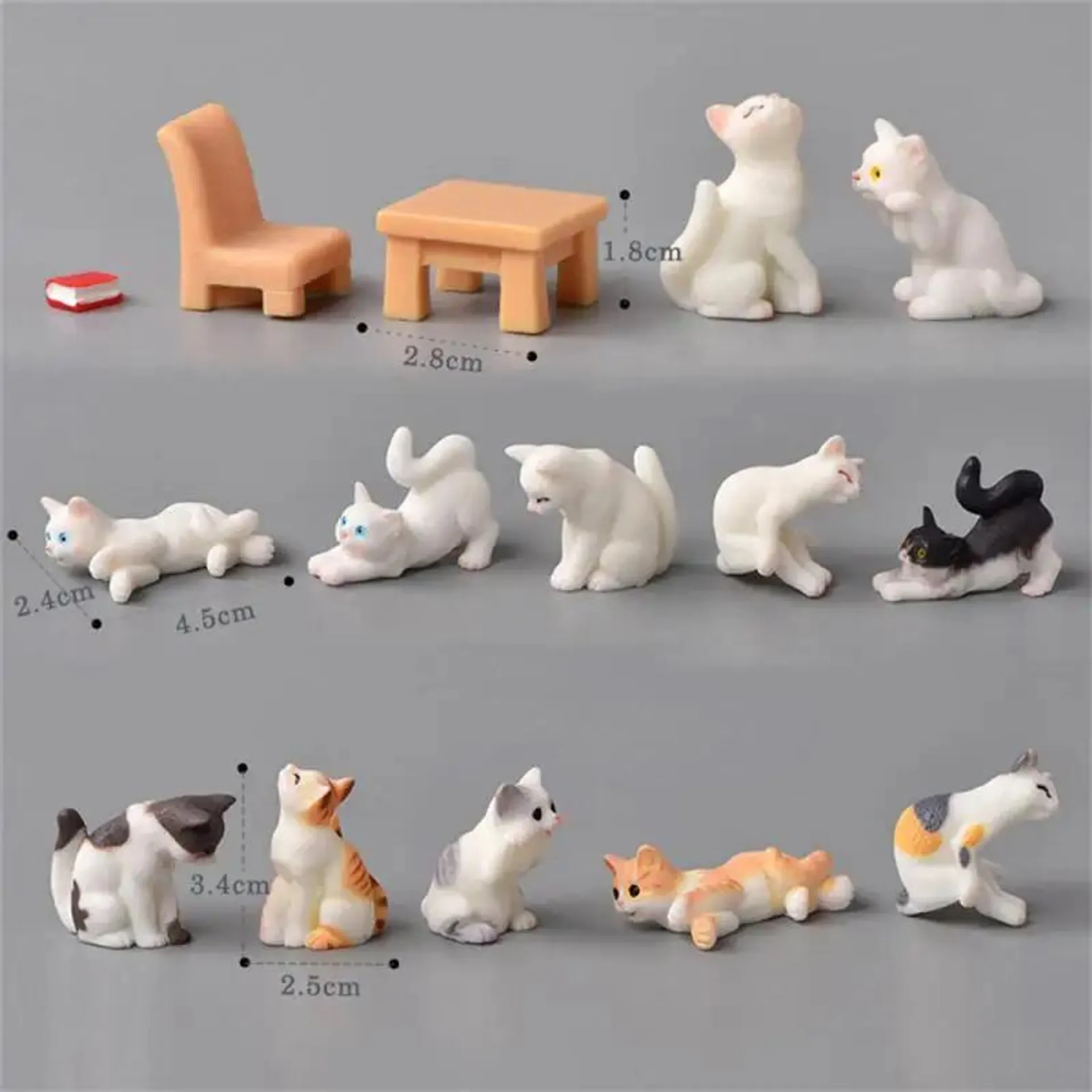 Cute Cat Desktop Decoration Mini Kitten Figurines Resin Ornament Crafts Micro Landscape Garden Kitten Miniature Home Decor