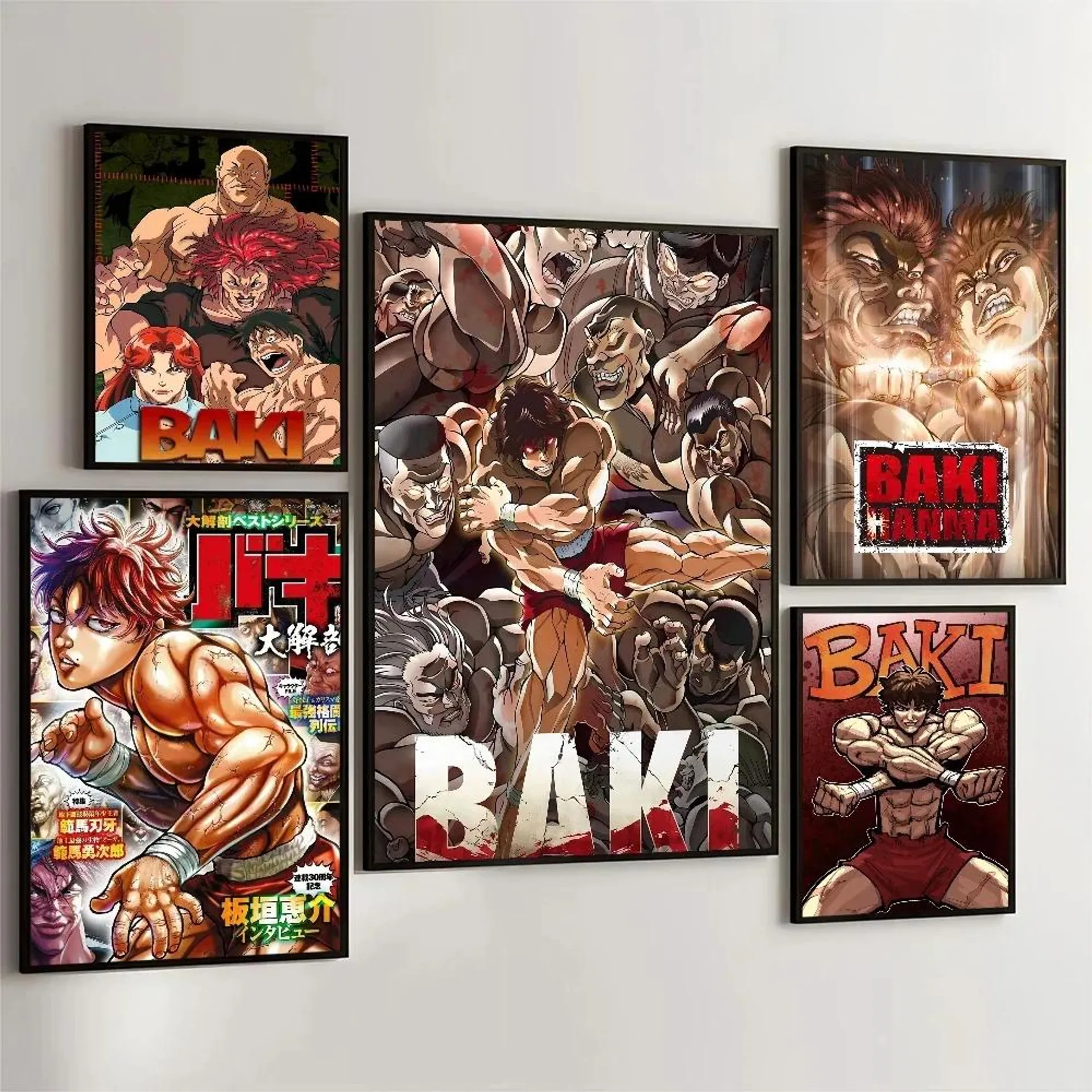 1PC Japanese Anime Baki Hanma Poster Movie Sticky Poster Retro Kraft Paper Sticker DIY Room Bar Cafe Aesthetic Art Wall Painting