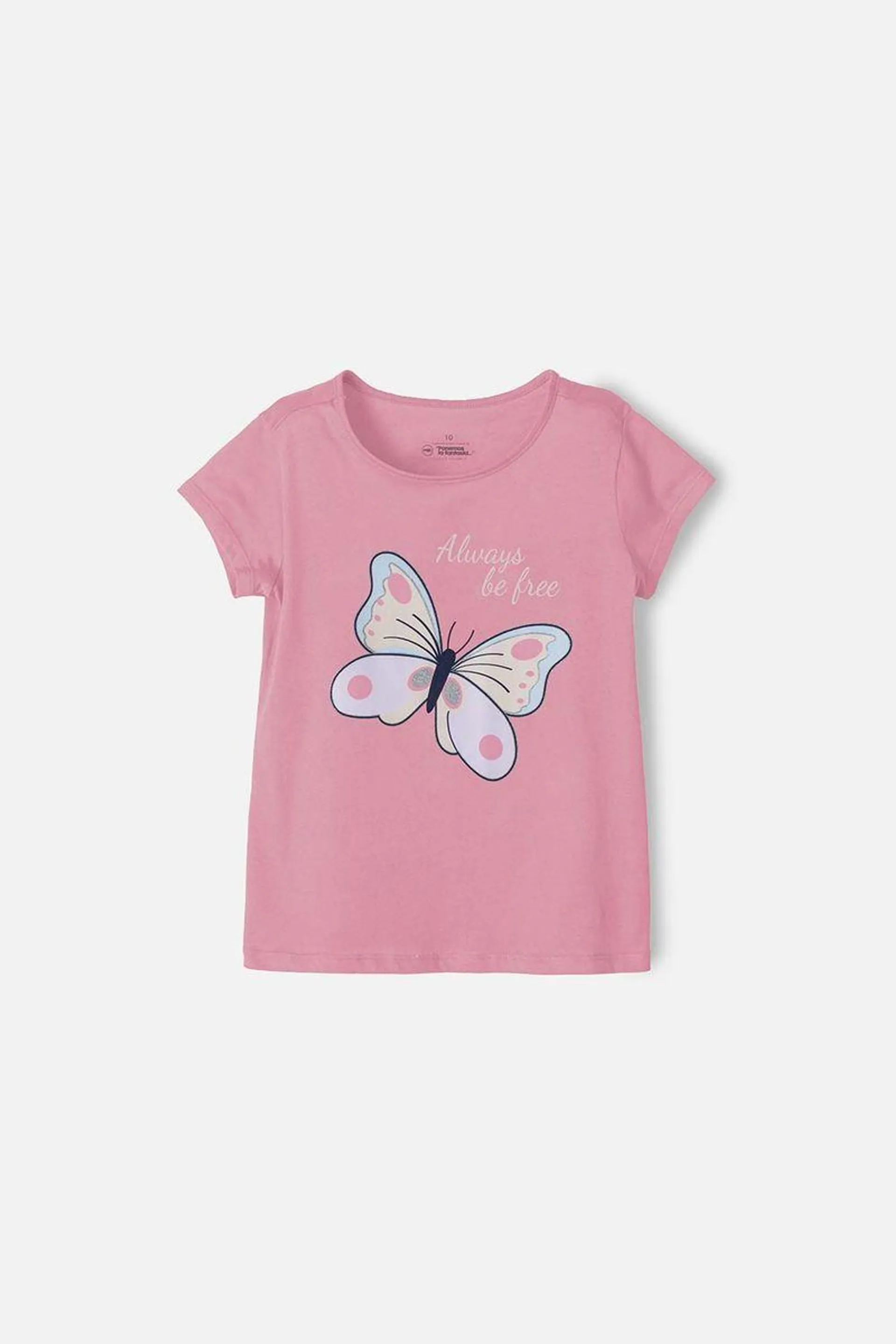 Camiseta Mic manga corta rosado para niña