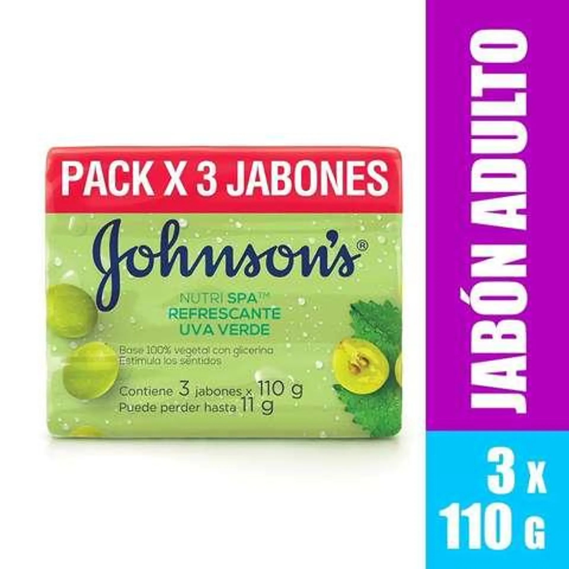 Jabon Barra Johnson Nutricion Fortalecedora X 110 Gr X 3 Und