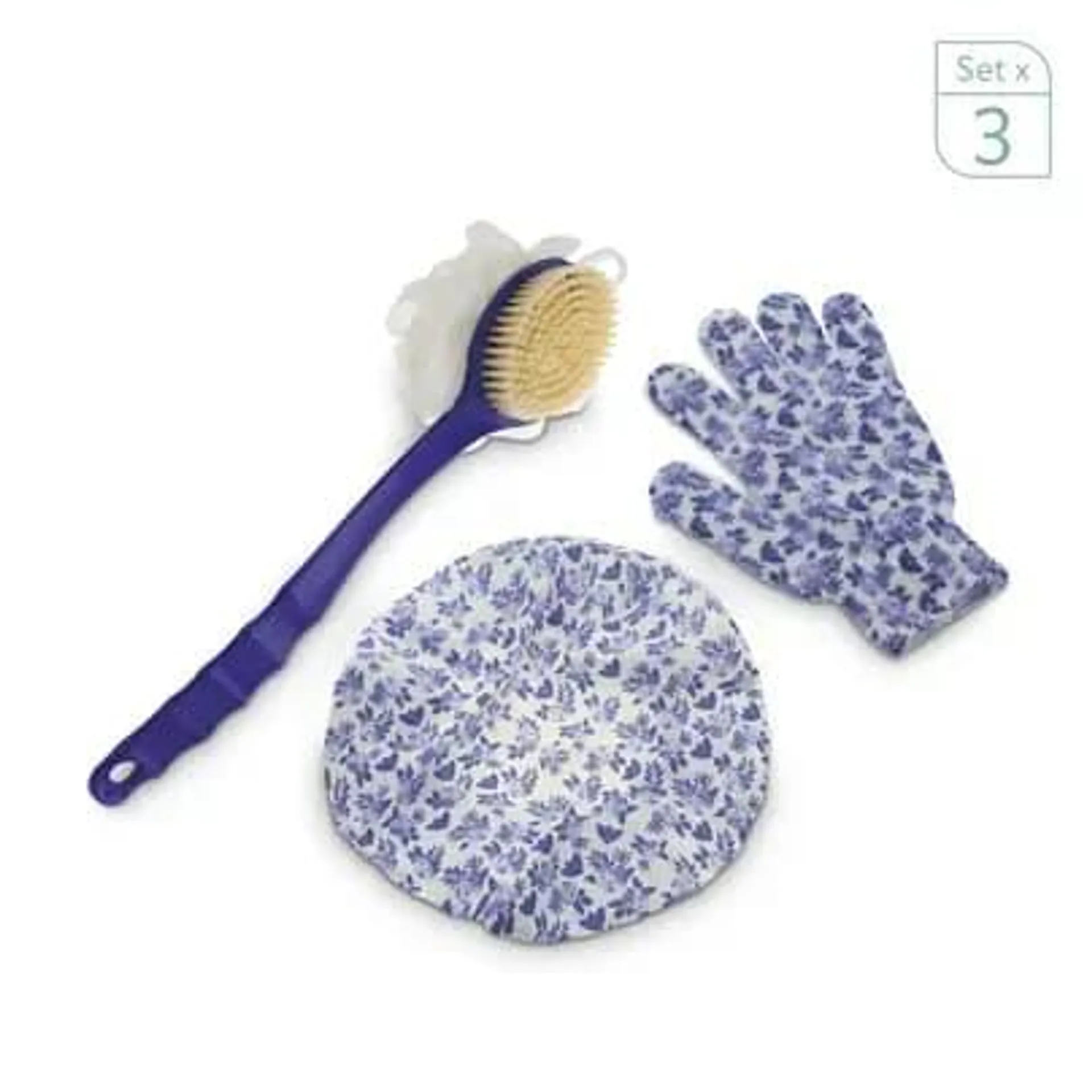 Set De Ducha De Flores Azules