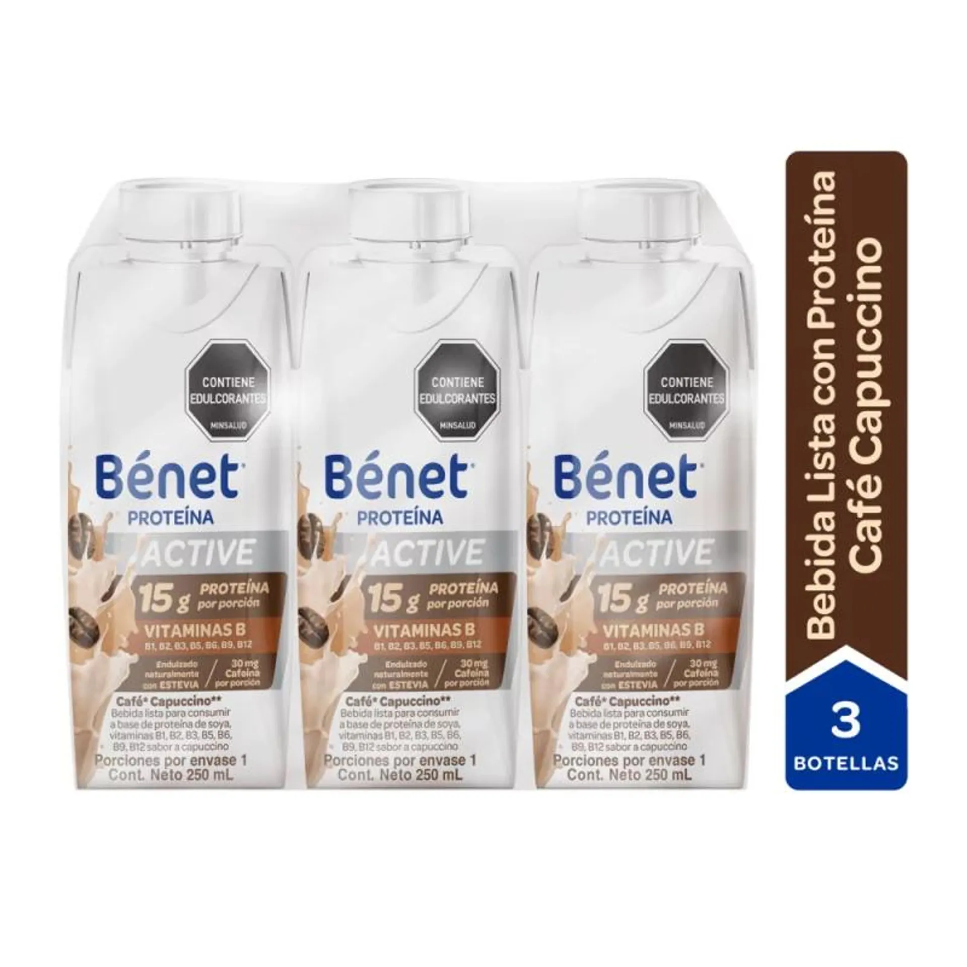 Bebida Lista Benet Proteína Cappuccino x 3 und Tetra x 750 ml