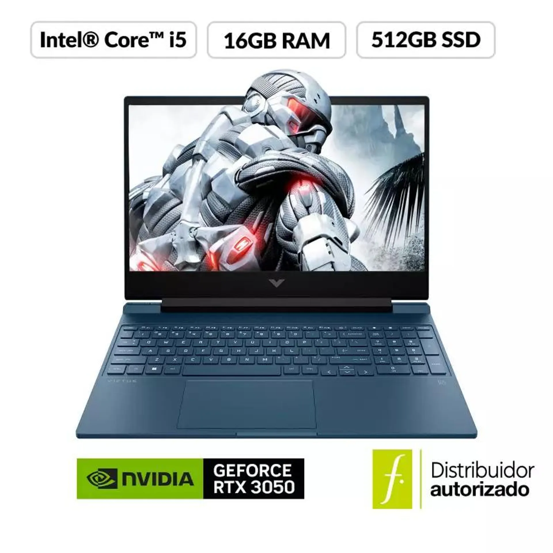 Portátil Gamer HP Victus 15 | Geforce RTX 3050 | Intel Core i5 | 16GB de RAM | 512GB SSD de Almacenamiento | Windows 11 | Pantalla 15.6 pulgadas | 15-fa0000la