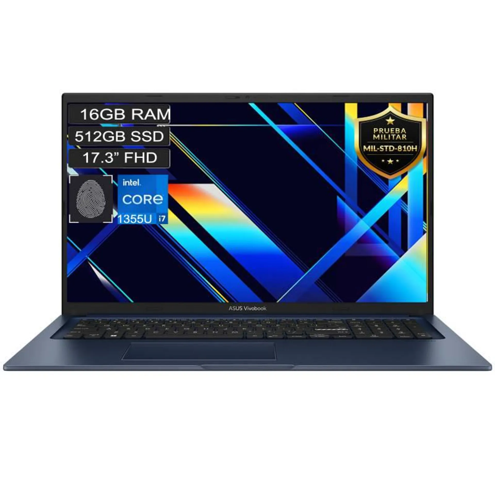 Portátil Asus X1704 Core i7 1355U 16Gb 512Gb Vivobook 17 FHD AZUL