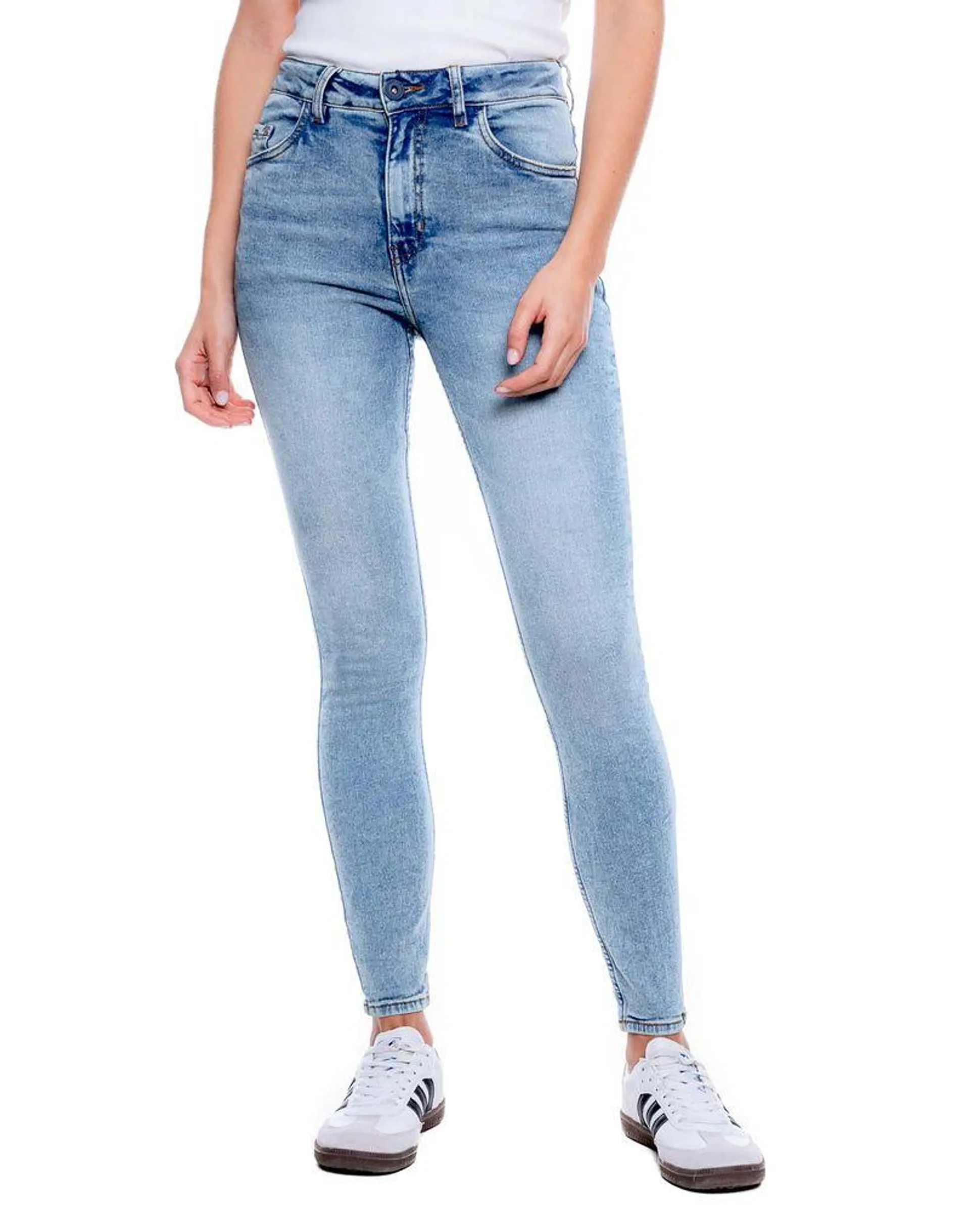 High Waist Skinny Fit Jeans Tono Claro