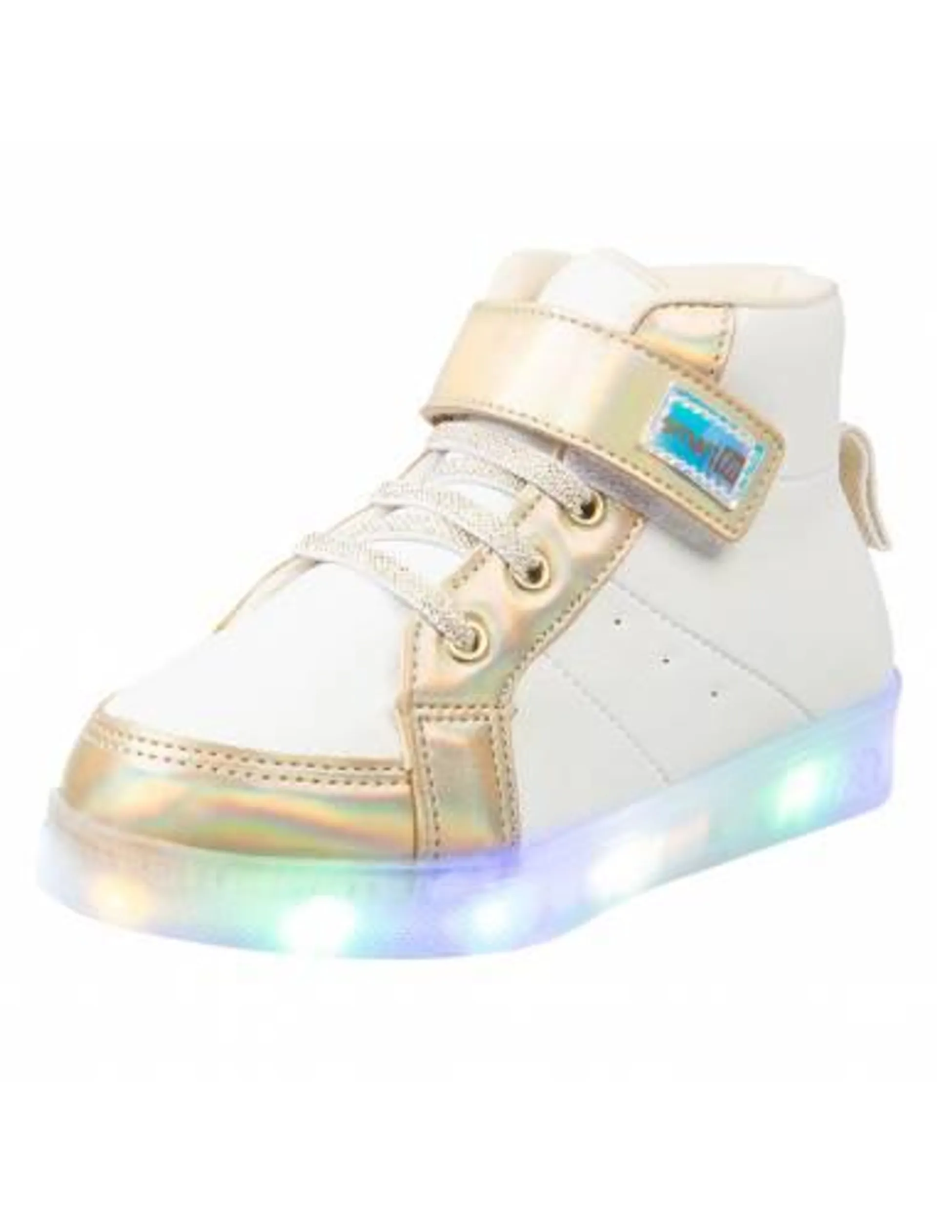 Zapatos tipo botín Sneaker con luces para niña pequeña