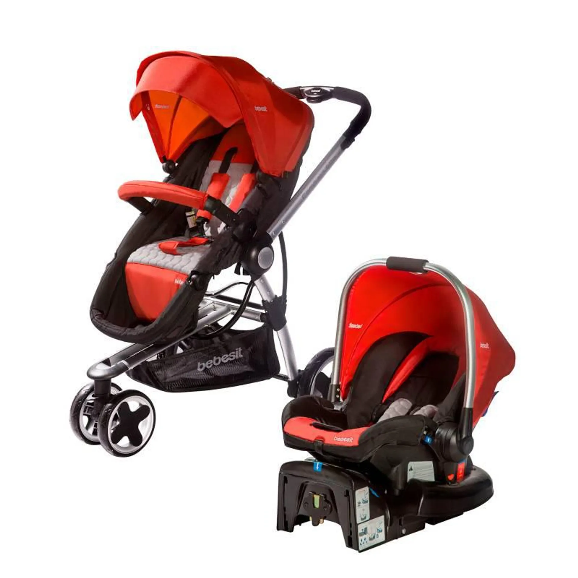 Coche para bebé Bebesit Compass Elite Travel system tres ruedas Rojo