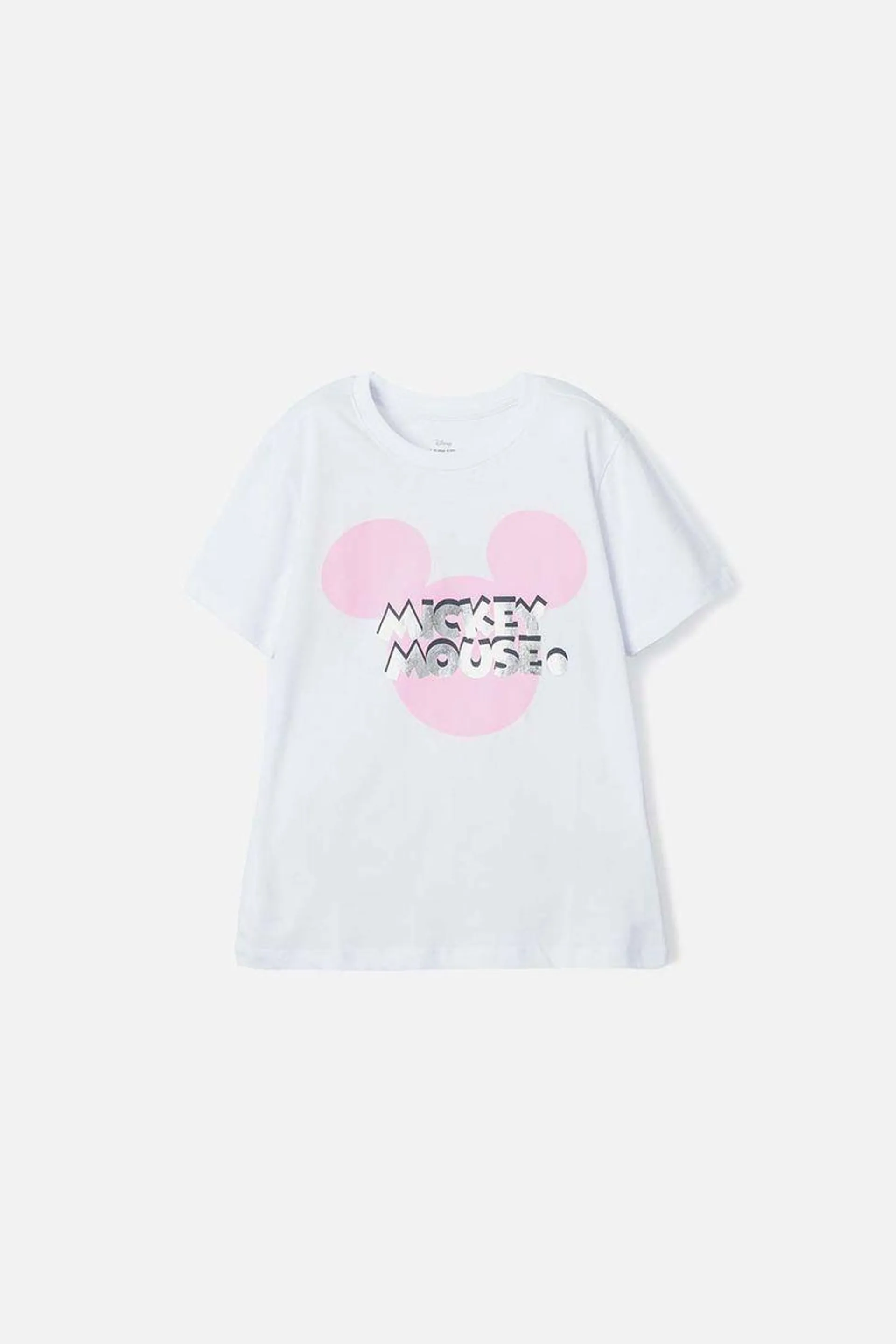 Camiseta de Mickey Mouse manga corta Blanca para niña