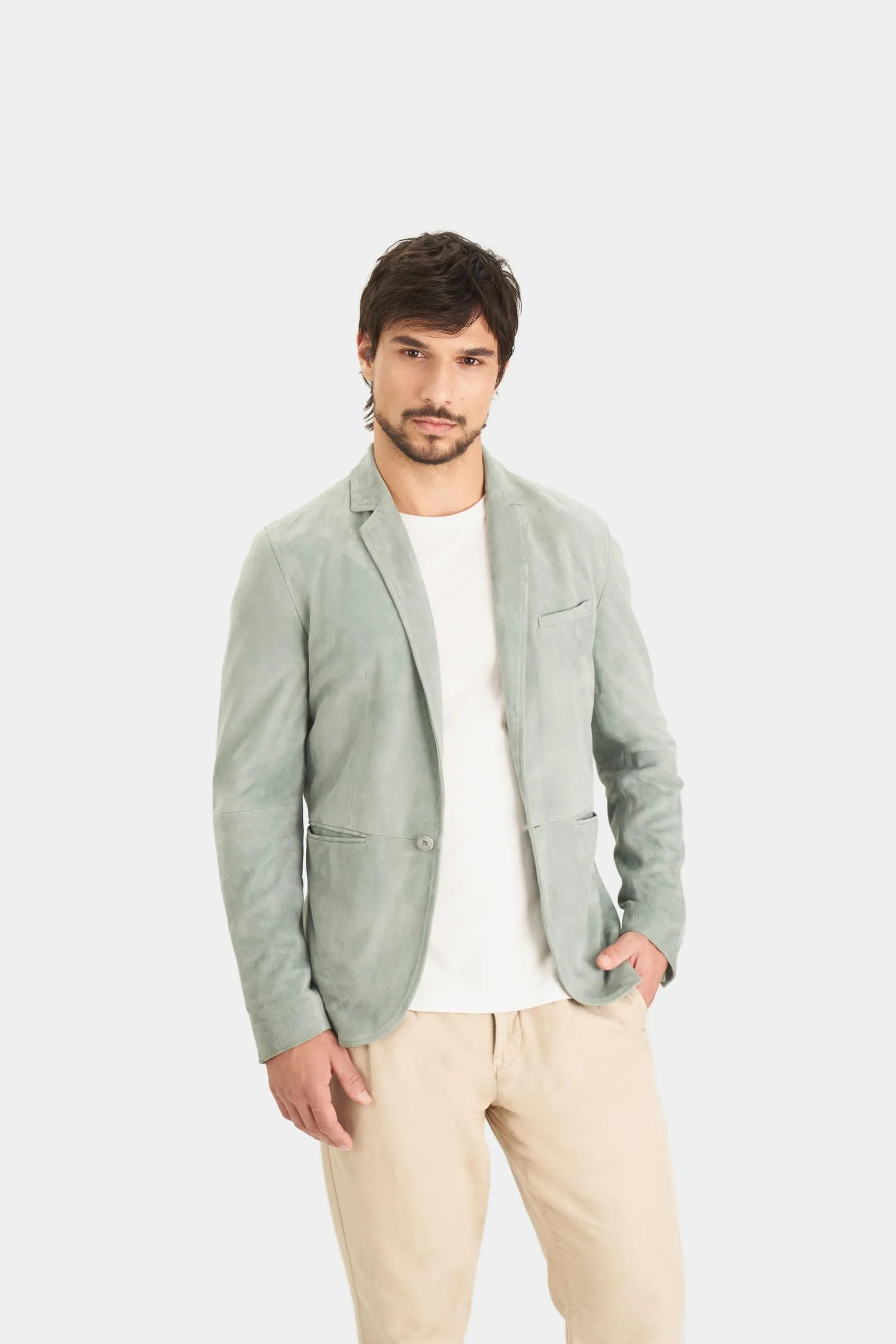 Blazer niger de gamuza para hombre fit semi ajustado