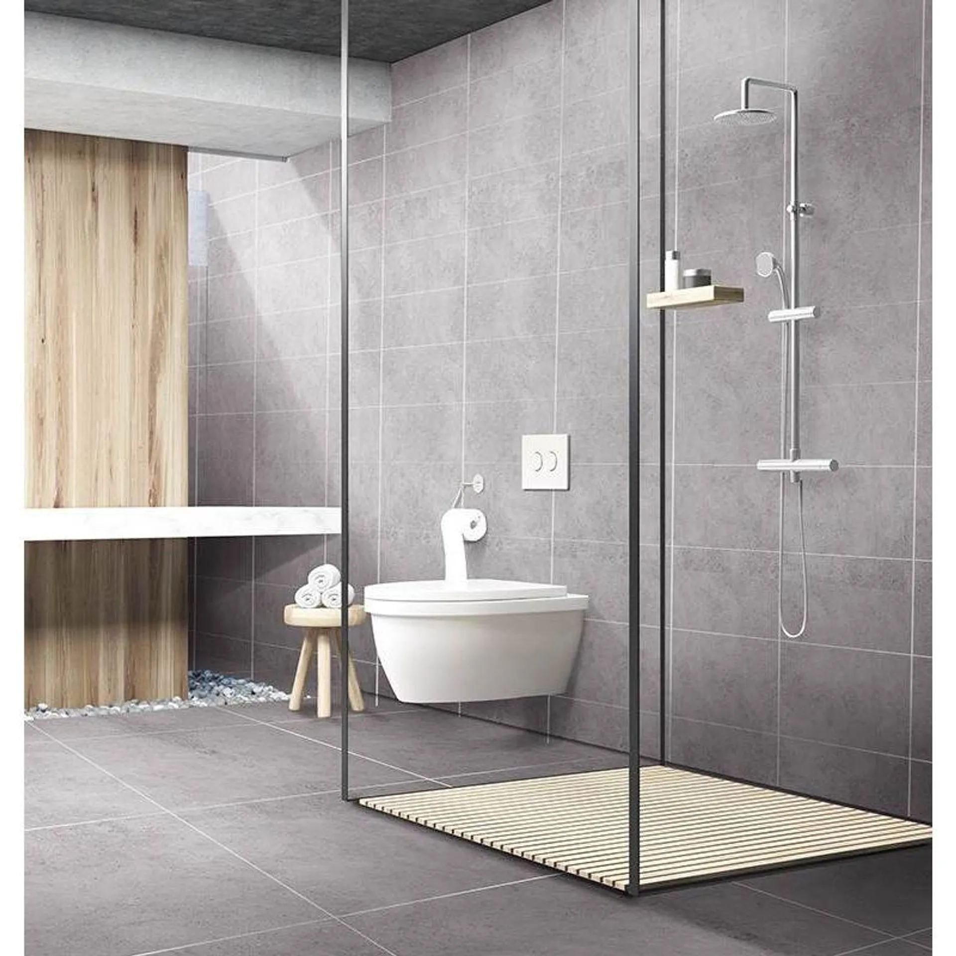 Cerámica Para Piso Estilo Cemento Home 31x60 Gris