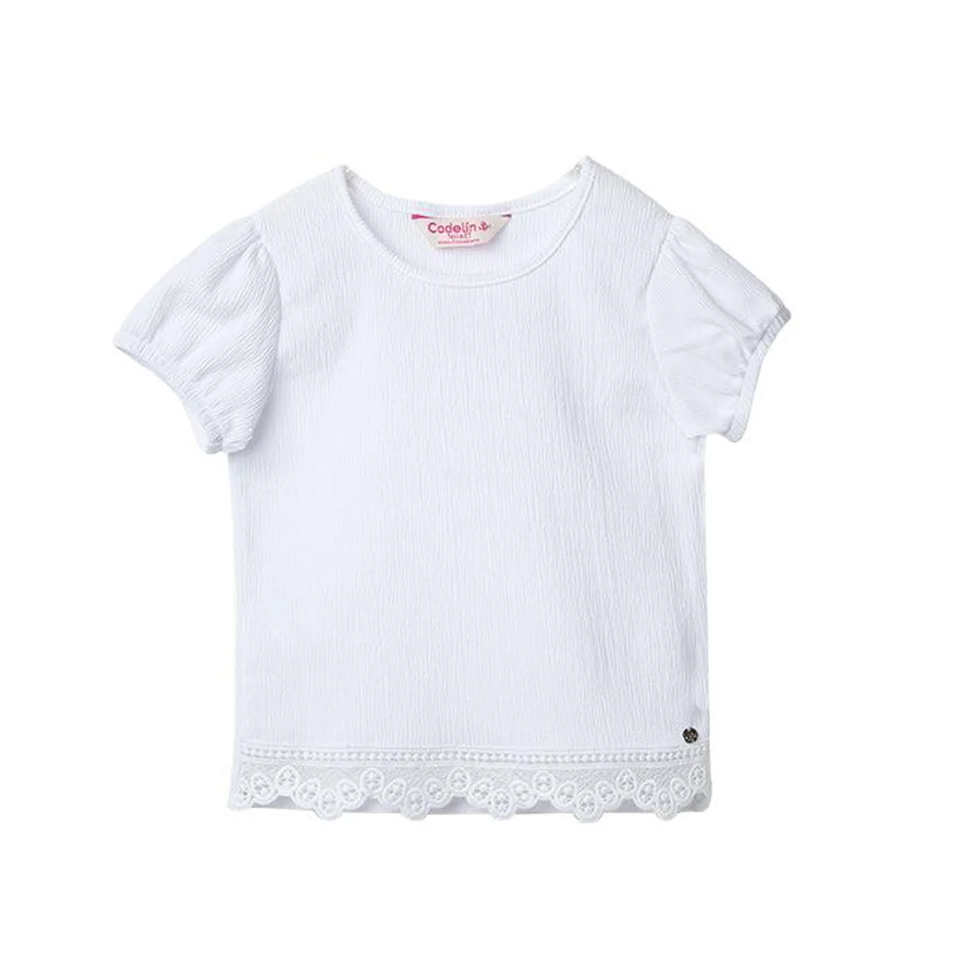 Camiseta blanca manga corta para bebé niña